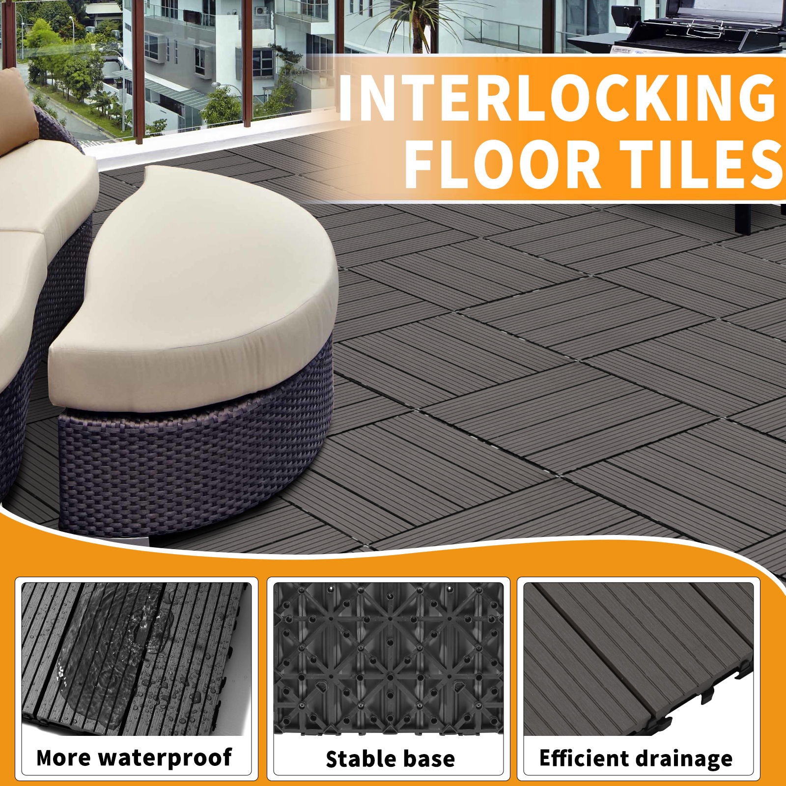 Composite Deck Tiles, Resist Rust, Water, Weather