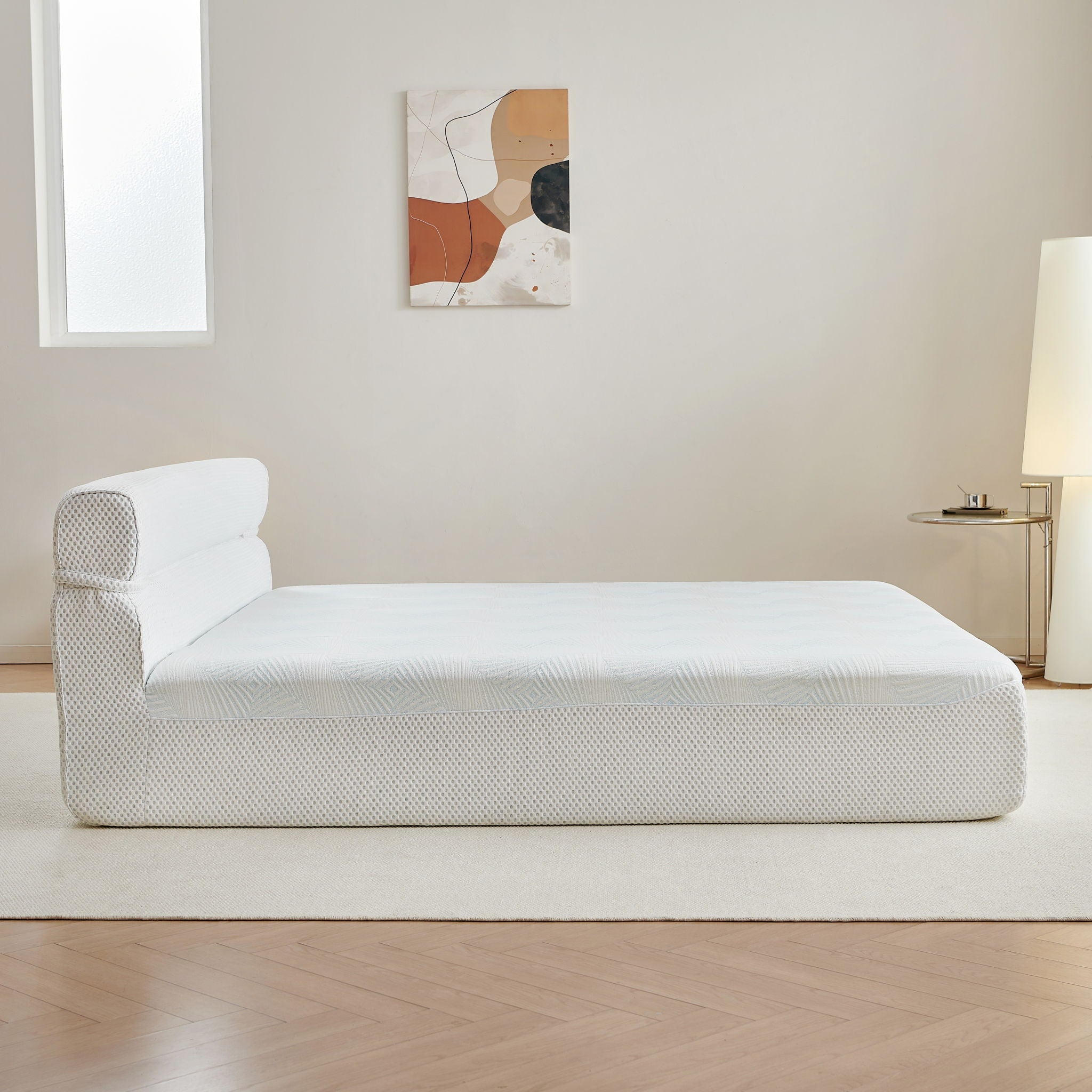 Queen Mattress & Bed Frame With Cool , Innovative All In One, Pressure Relief, Motion Isolation - White
