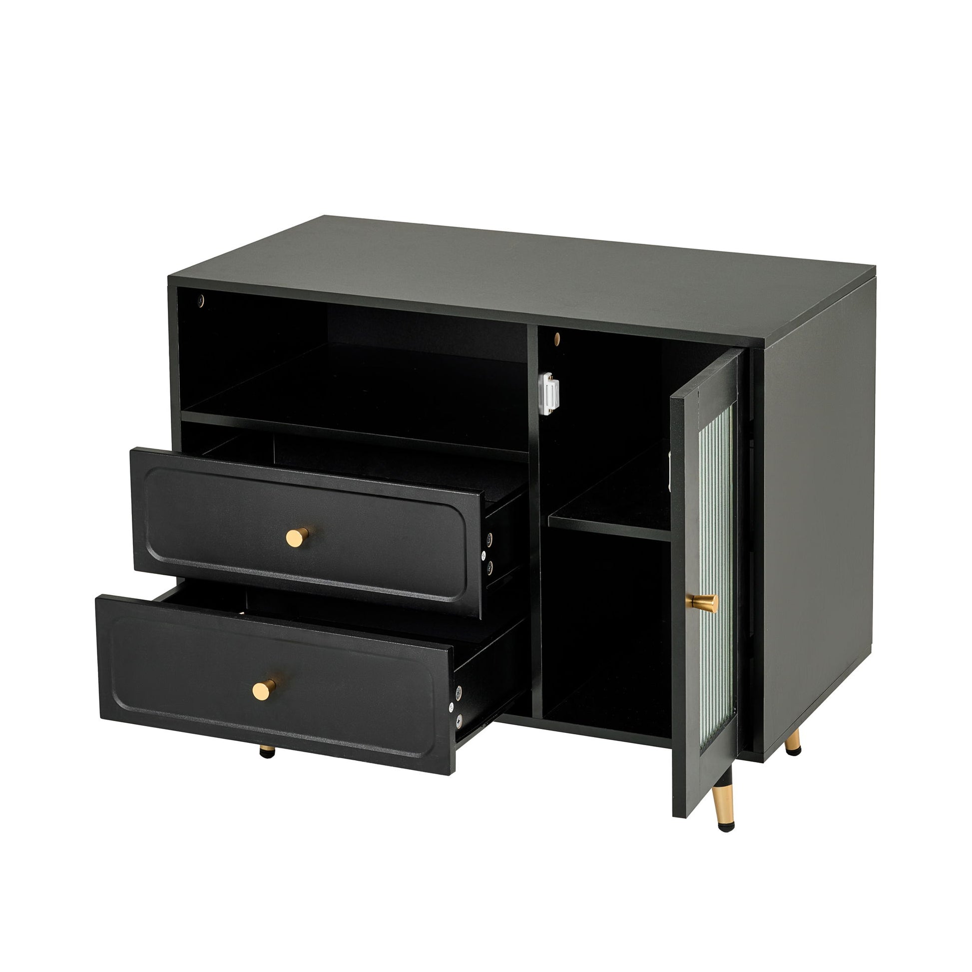 Modern Makeup Vanity Desk With Mirror And Lights Retractable Design Engineered Wood - Black - Best Buy Furniture