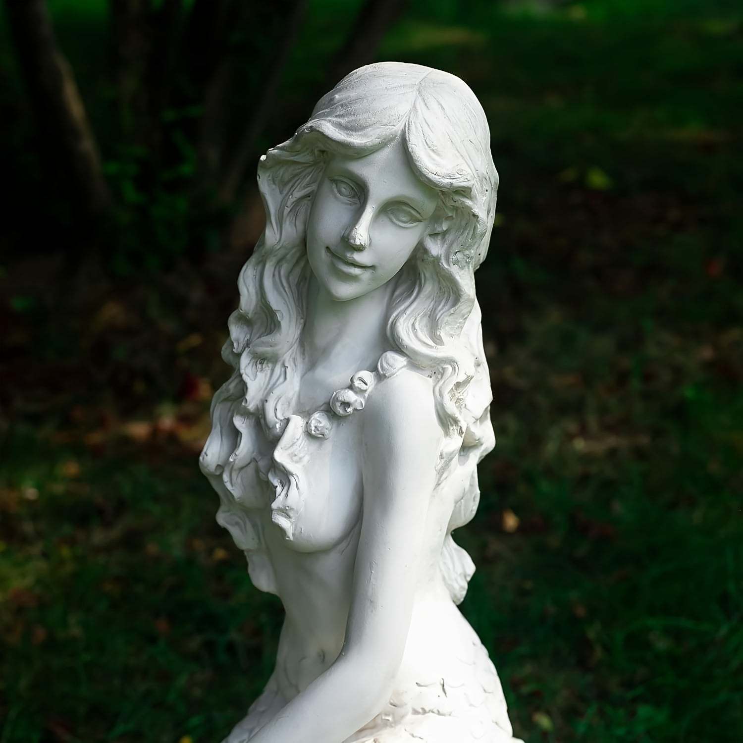 20" H Mermaid on Ocean Rock Garden Statue Resin Outdoor Sculpture