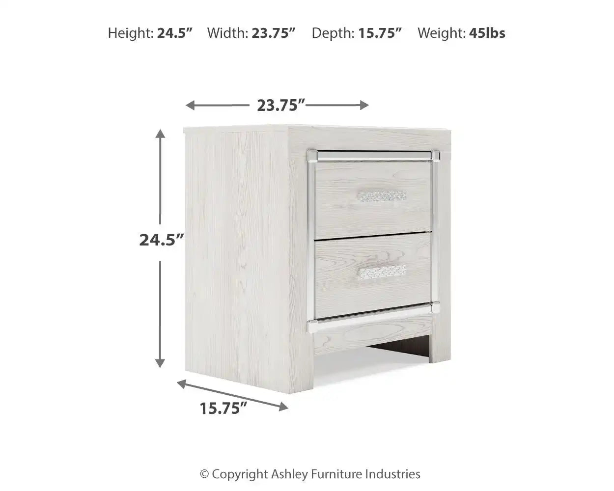 Altyra - White - Two Drawer Night Stand