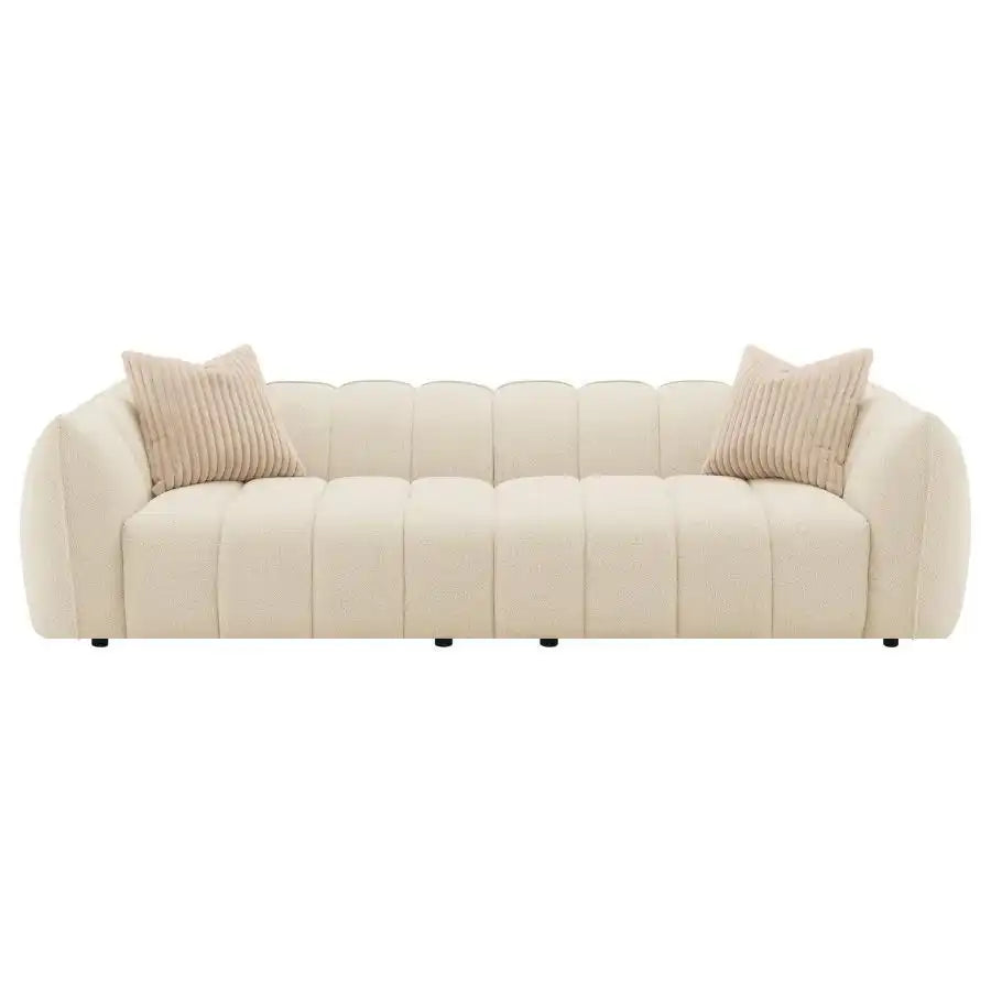 Winchester - Boucle Upholstered Extra Long Sofa - Sand Pebble - Best Buy Furniture