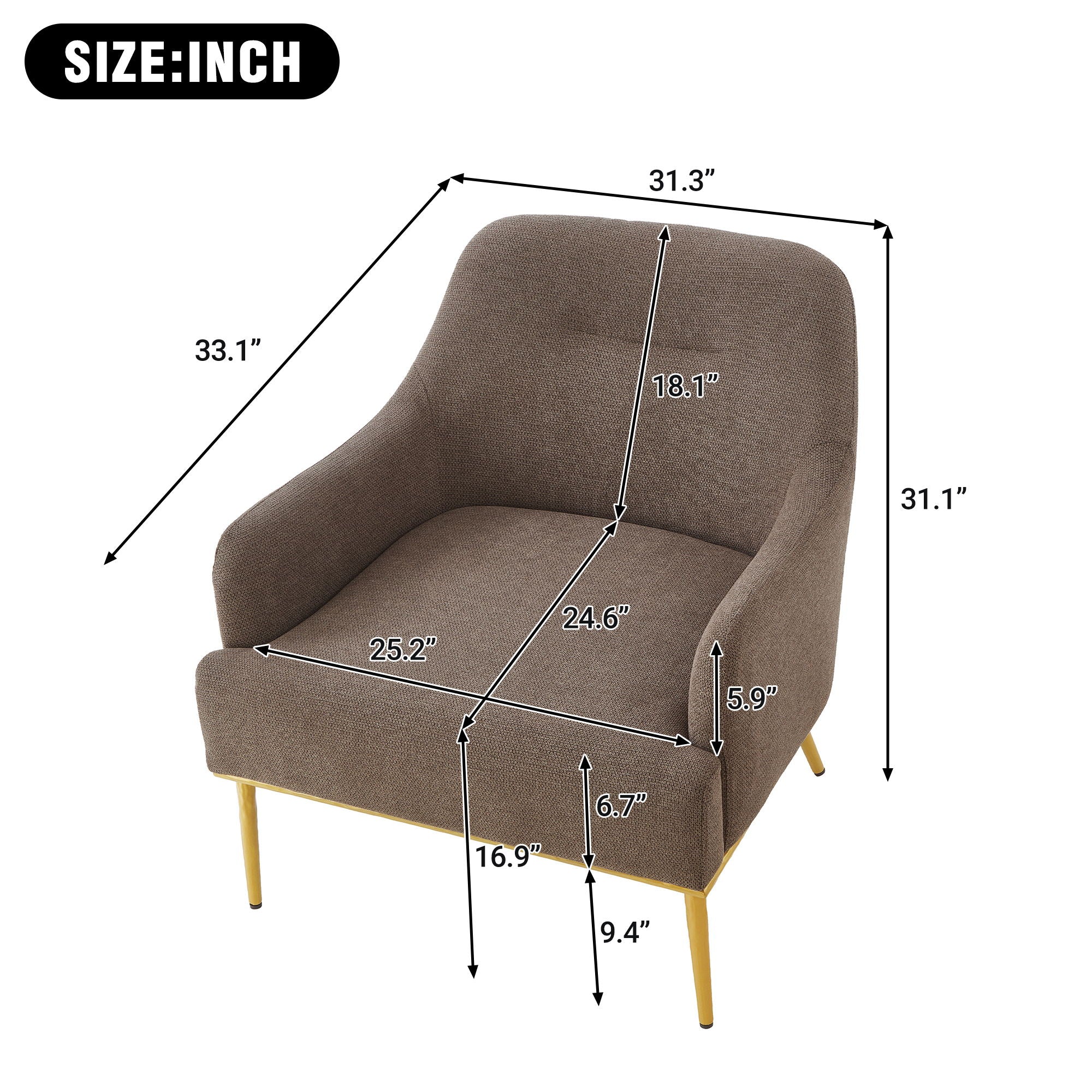 Modern Elegance Accent Chair With Curved Backrest