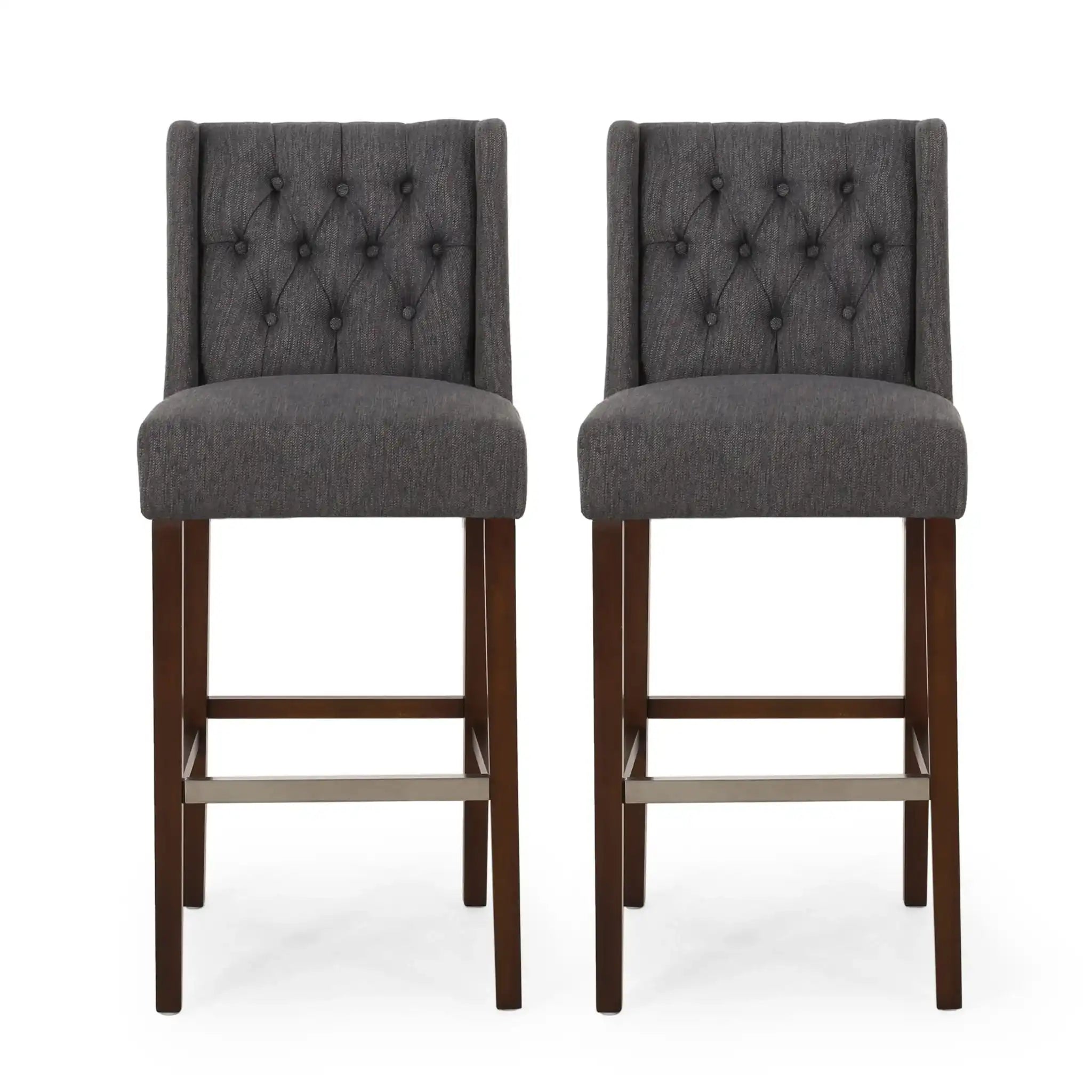 Solstara - Upholstered Dining Barstool With Button Tufted And Wing Back