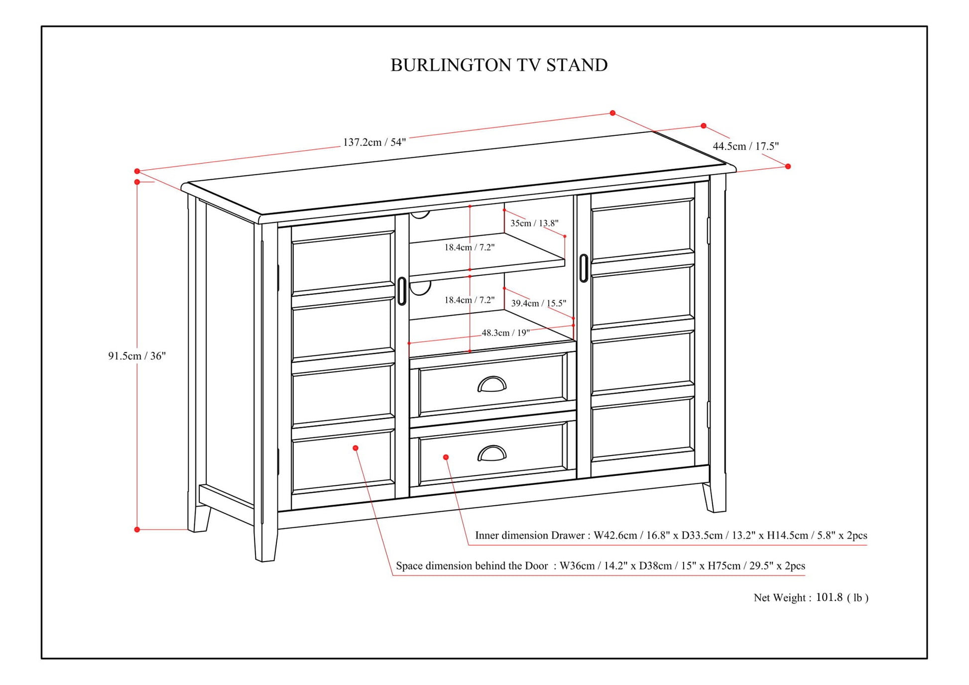 Burlington - Handcrafted Tall TV Media Stand - Best Buy Furniture
