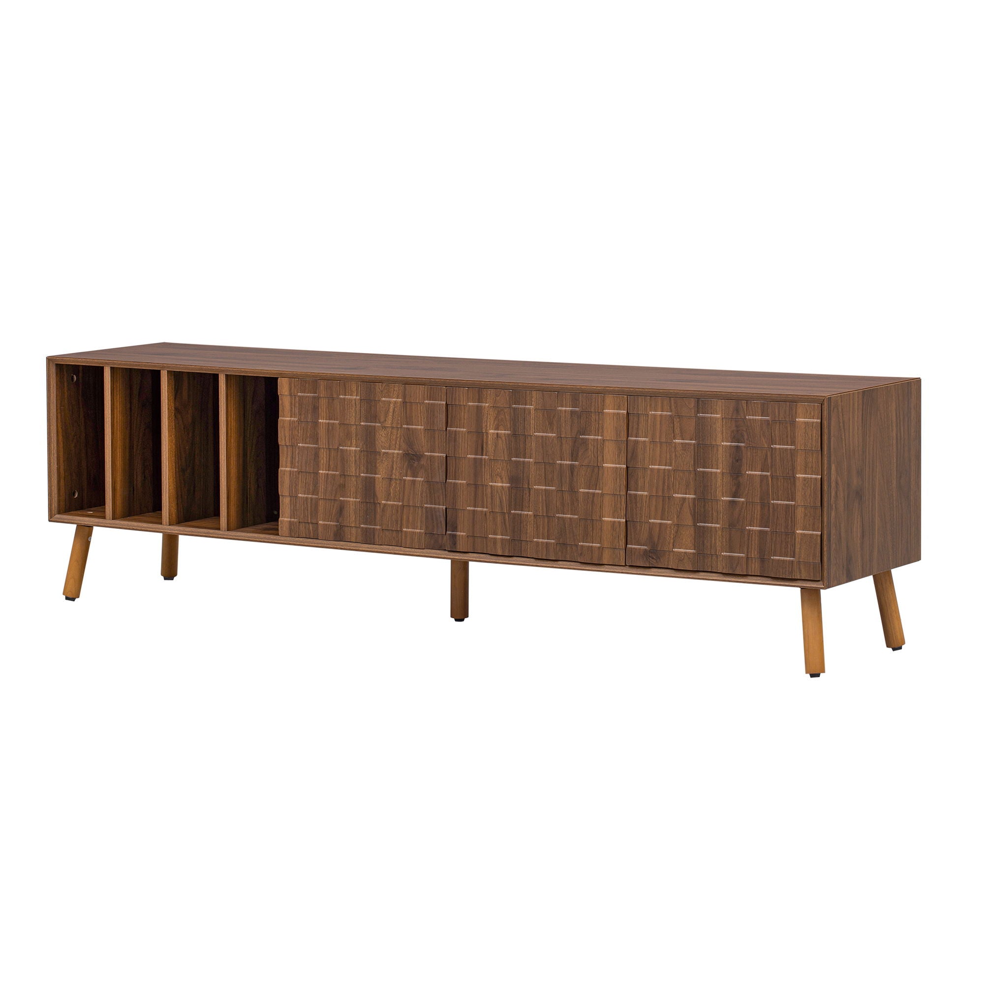 TV Stand, Cabinet For Living Room, Fits TVs Up To 80" - Walnut