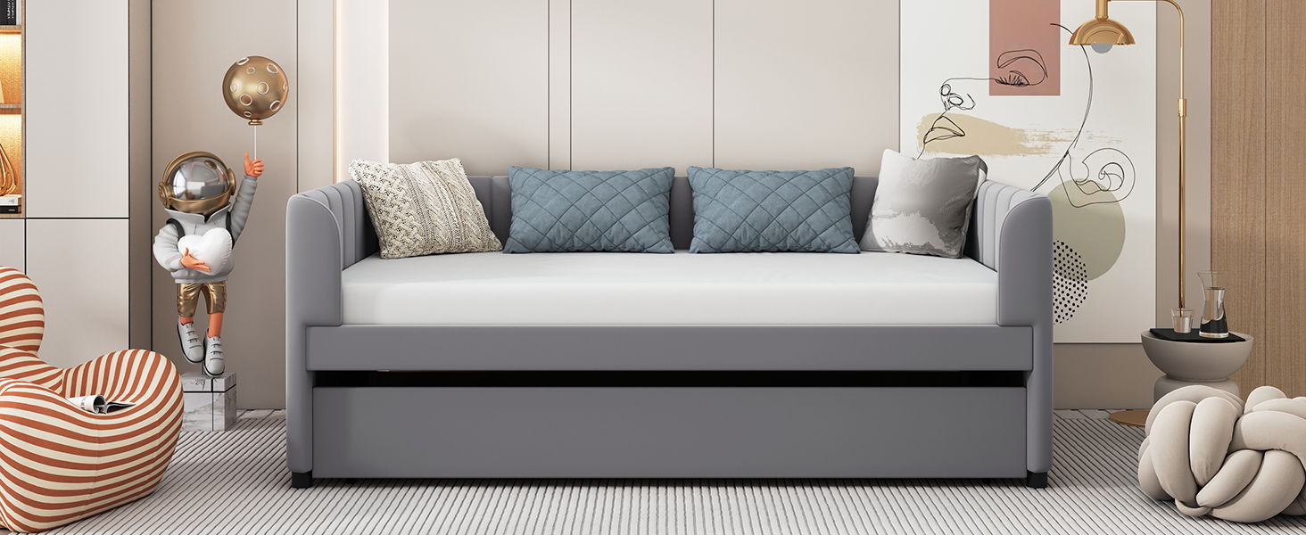 Upholstered Daybed With Ergonomic Design Backrest