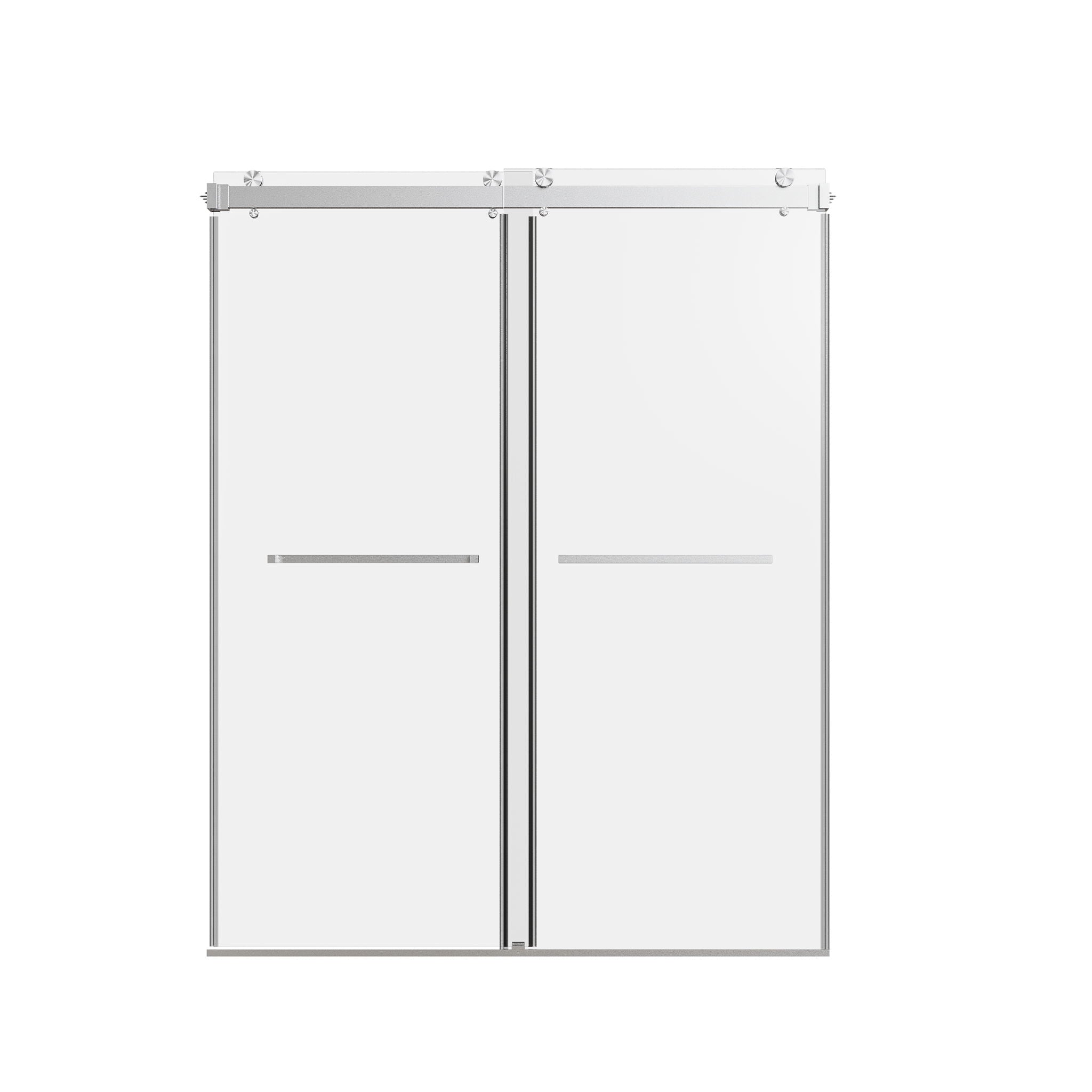 Frameless Double Sliding Shower Door In, Thick Tempered Glass, Reversible Installation