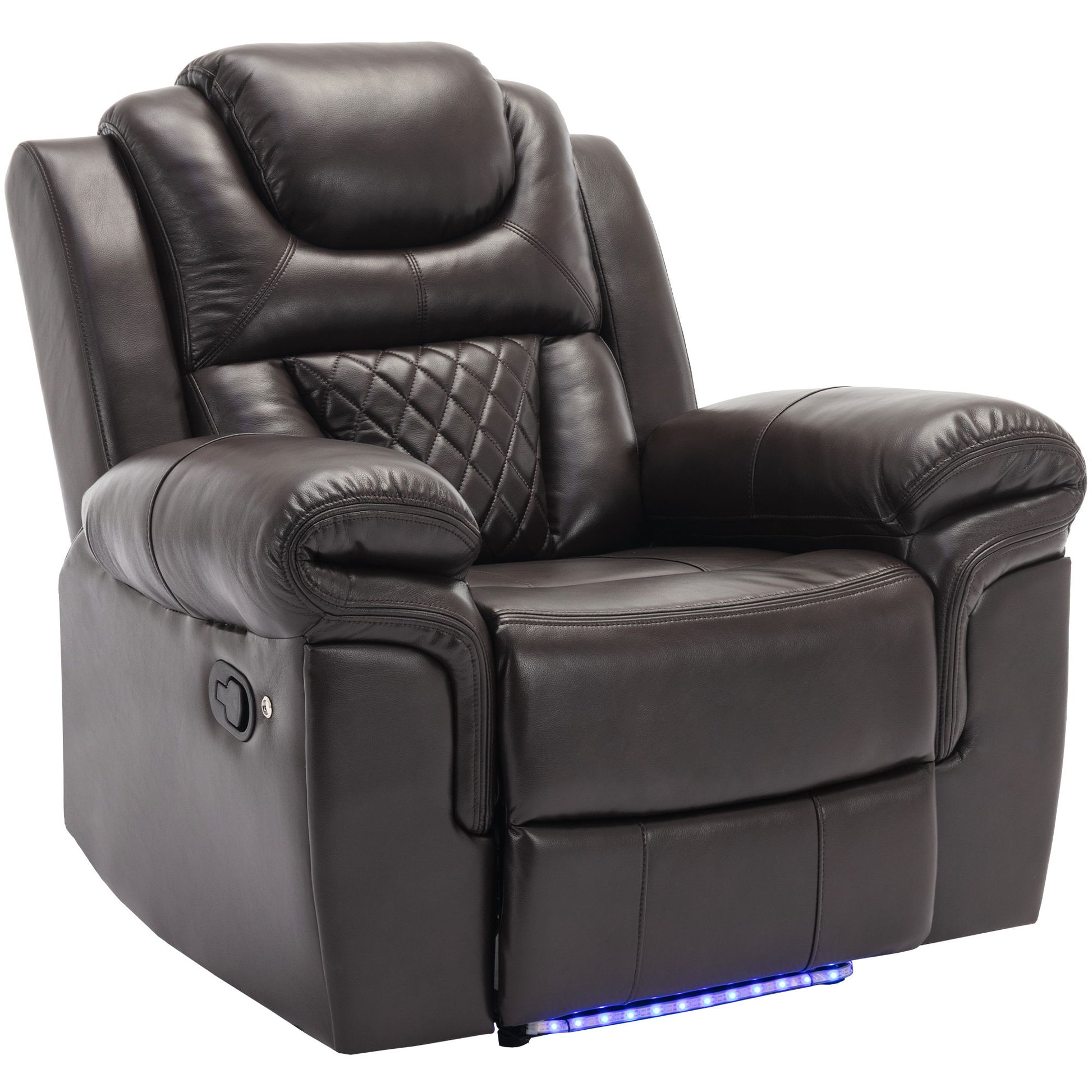3 Pieces Recliner Sofa Sets Home Theater Seating Manual Recliner Chair With Center Console And LED Light Strip For Living Room - Best Buy Furniture