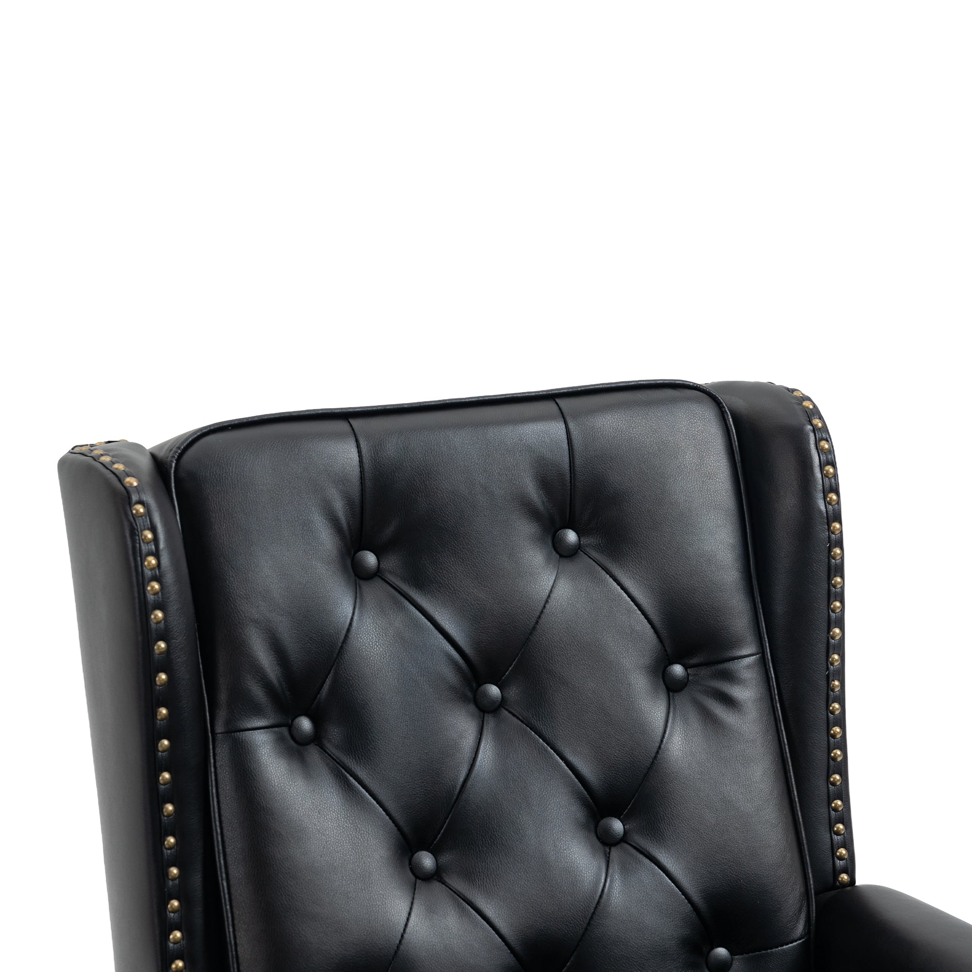 Modern Accent Armchair with Black PU Leather and Wood Legs