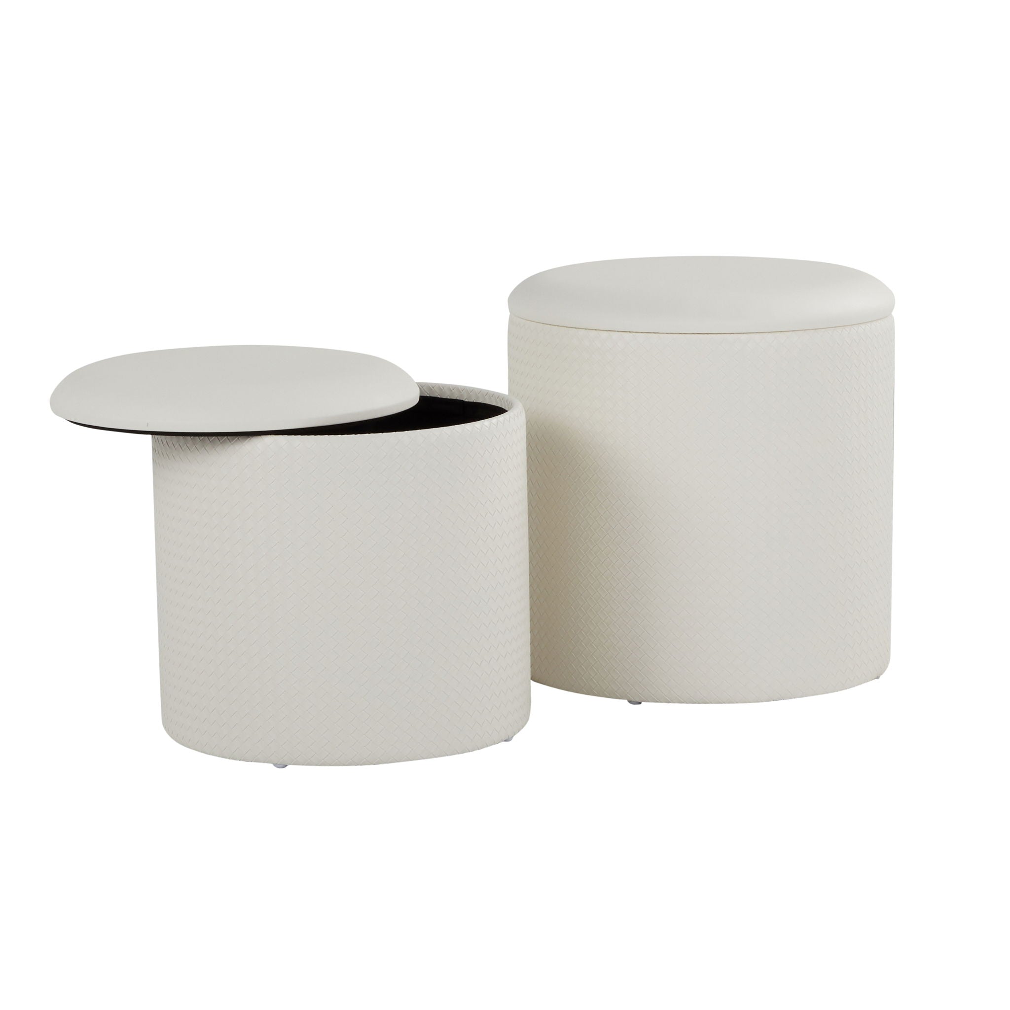 Maverick - Contemporary Nesting Ottoman Set With - Cream - Best Buy Furniture