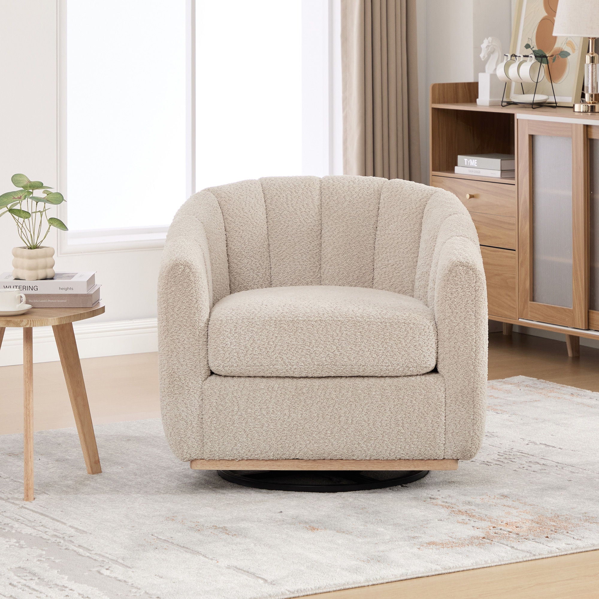360° Swivel Upholstered Barrel Chair