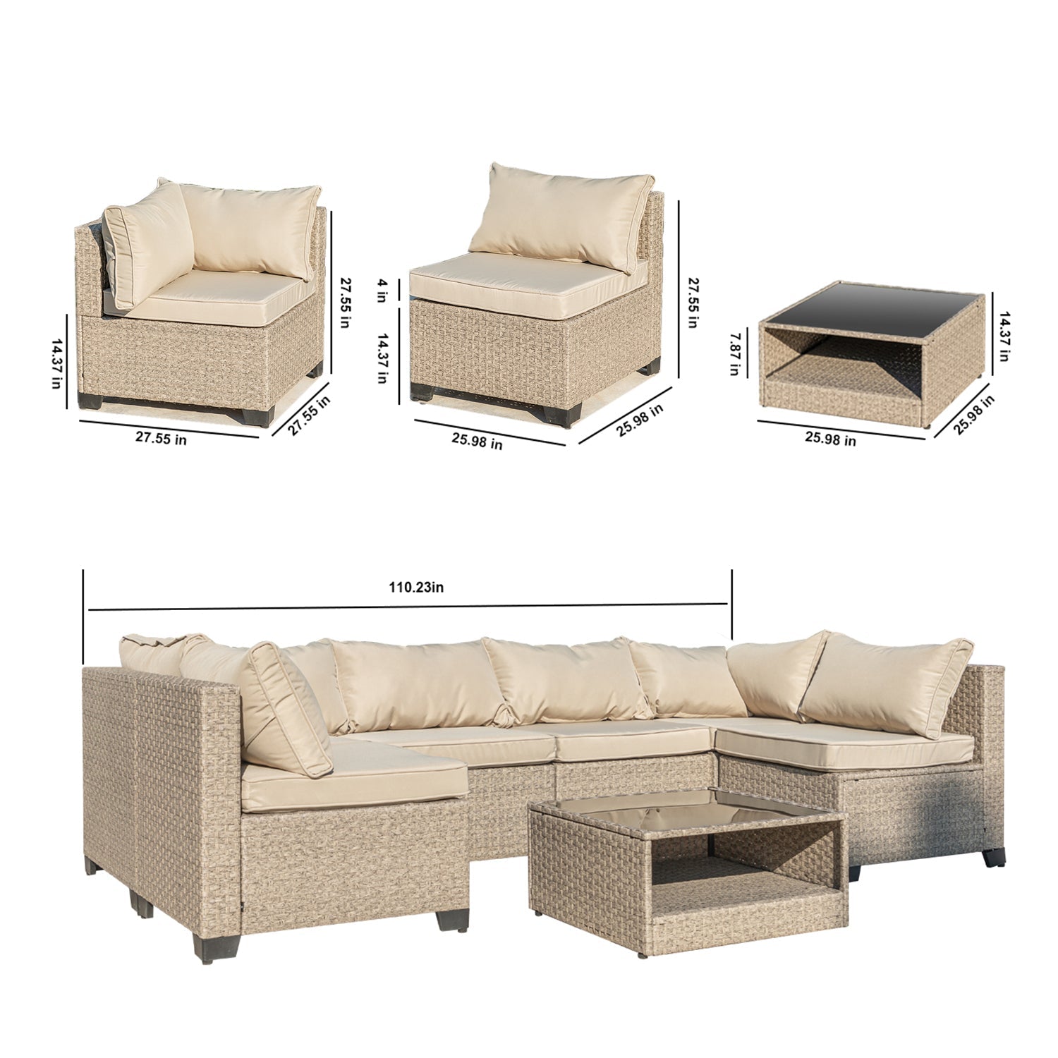 8-piece Modular Wicker Oasis Sectional Set