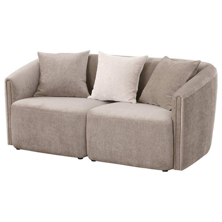 Townsend - Chenille Upholstered Rolled Arm Loveseat - Latte