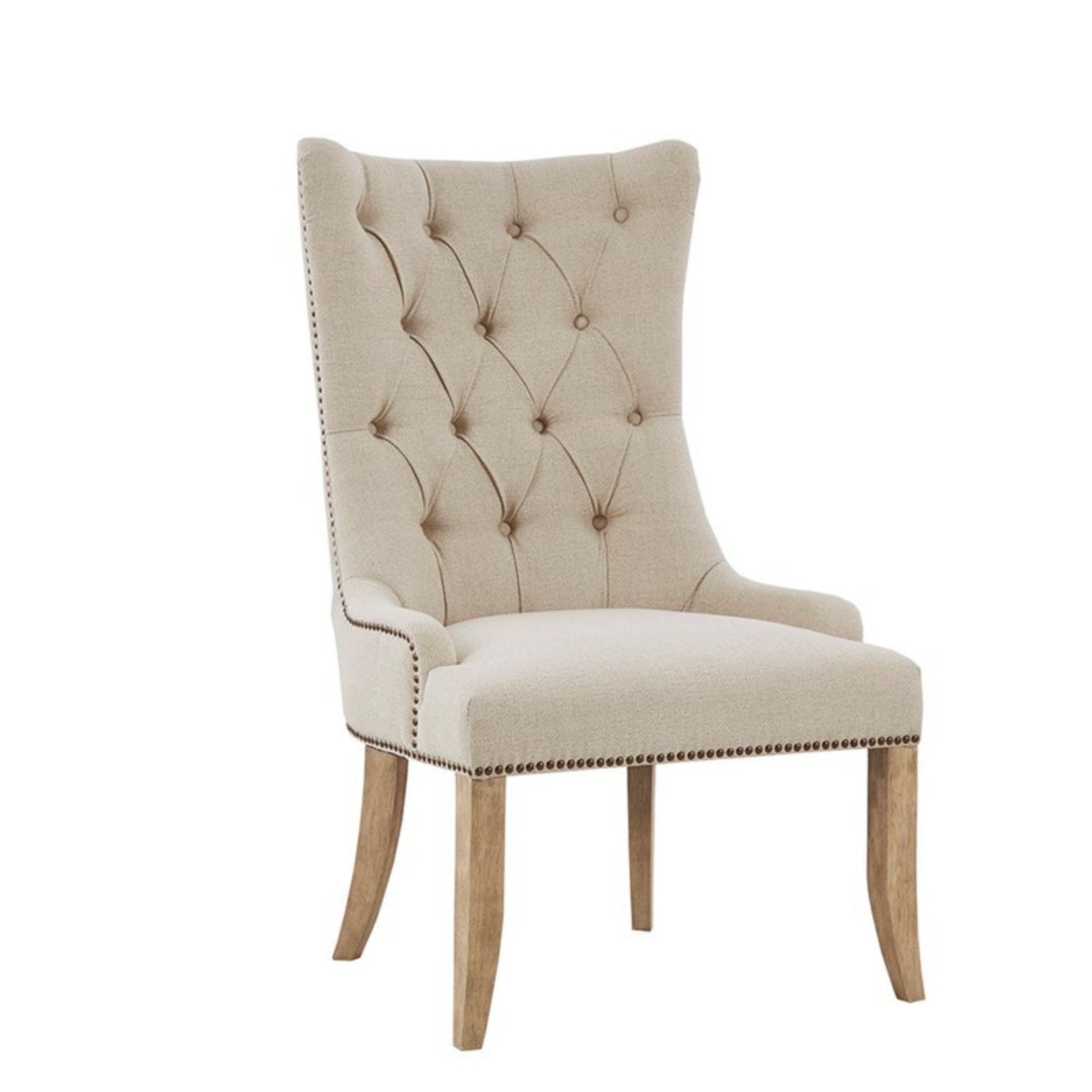 Lucas - Button Tufted Captain Accent Chair High Back - Cream