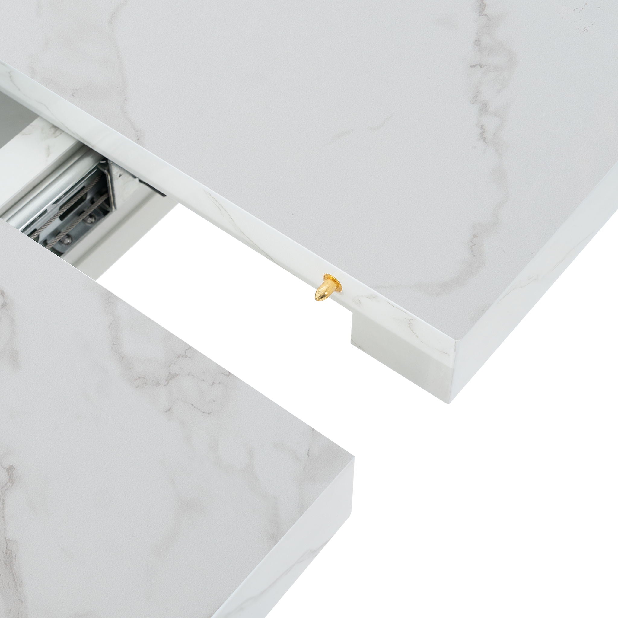 Modern Rectangle Dining Table With Stretchable Top, Storage Cabinet