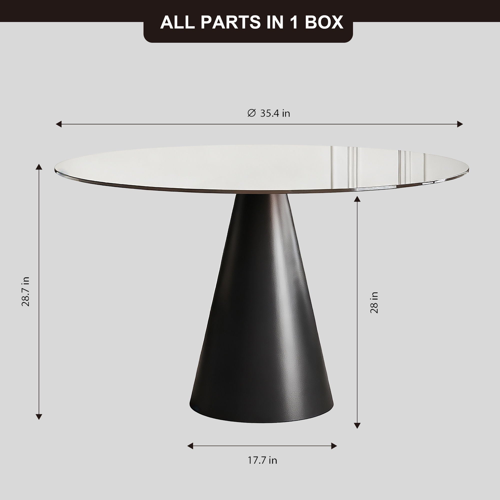 Round Dining Table, For 2 - 4 People - Black / Brown