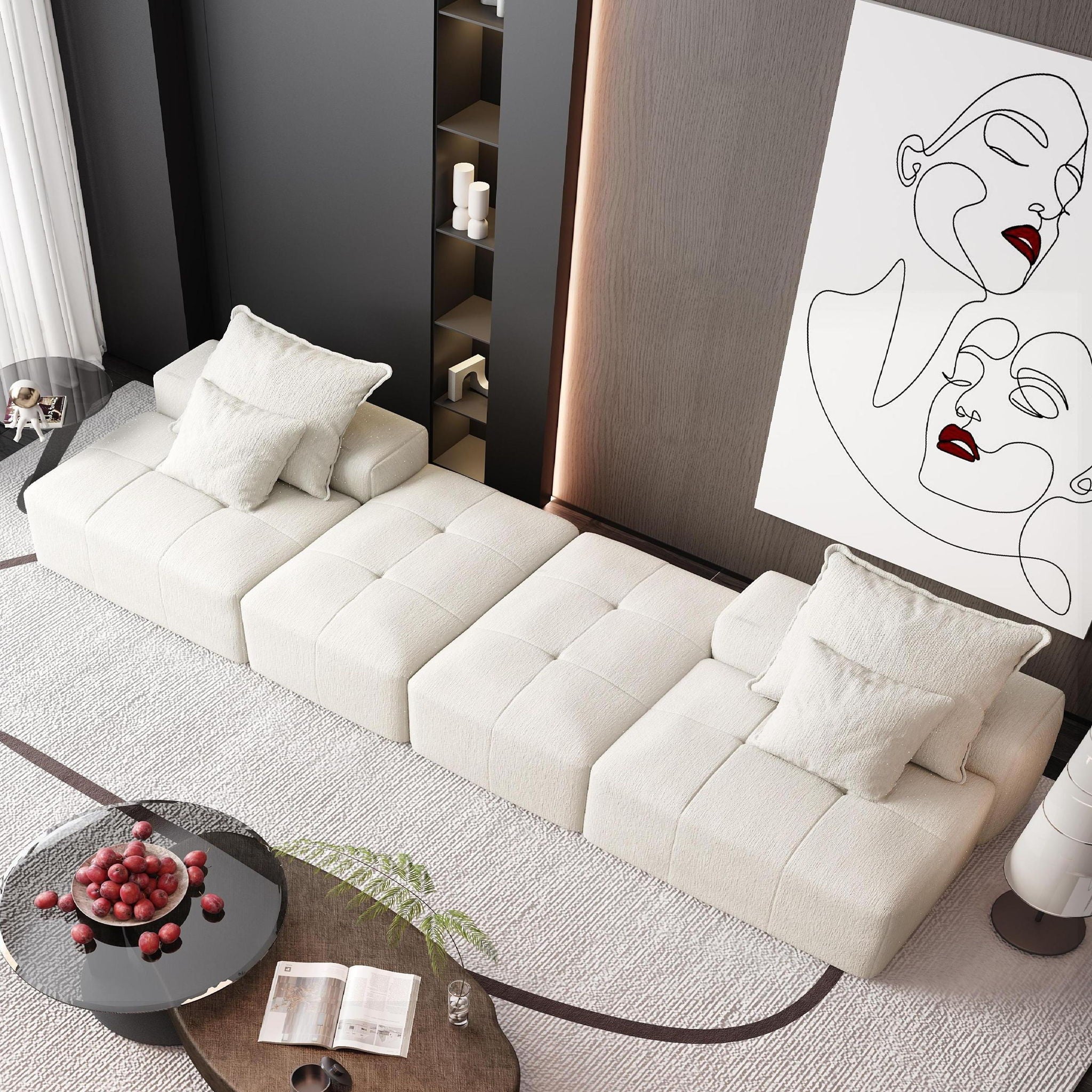 Modern Oversized Diy Combination Modular Sectional Sofa With Pillows