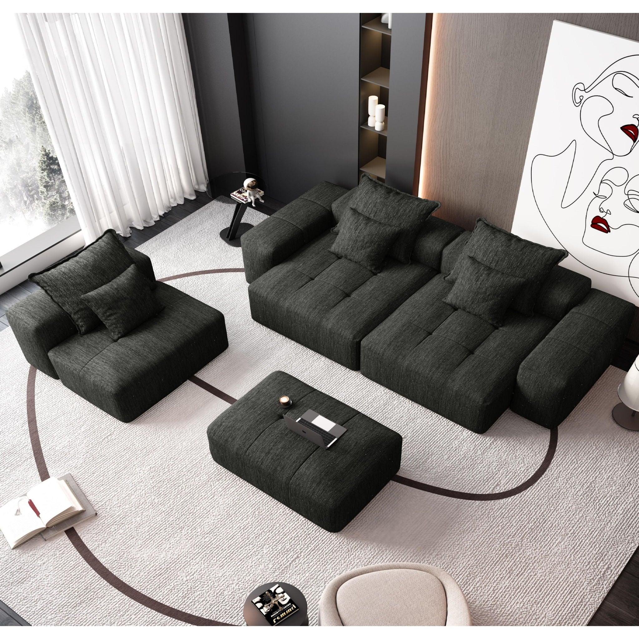 Modern Oversized Diy Combination Modular Sectional Sofa With Pillows