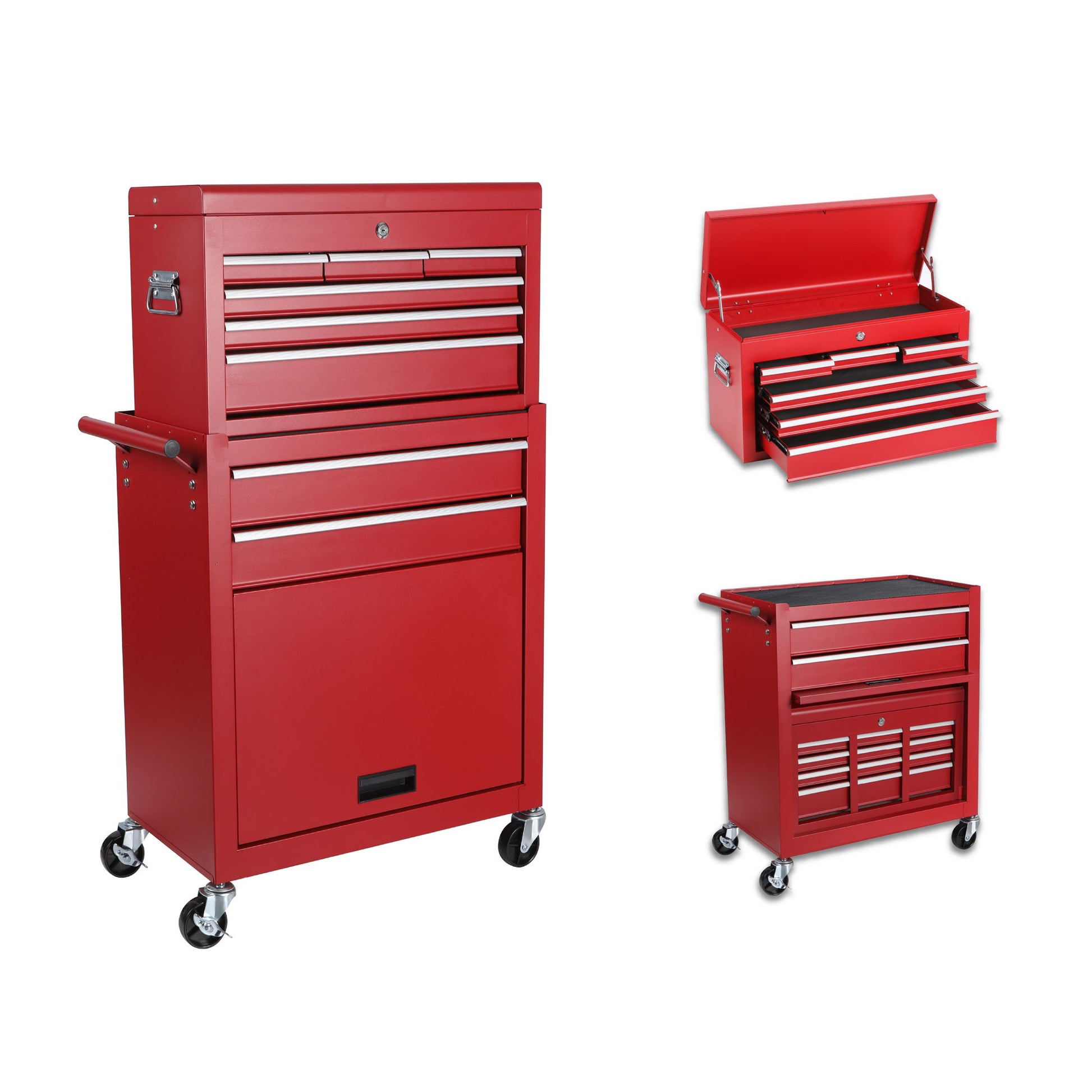 8 Drawer Rolling Tool Chest With 2 In 1 Detachable Top Box, Lockable Wheels - Best Buy Furniture
