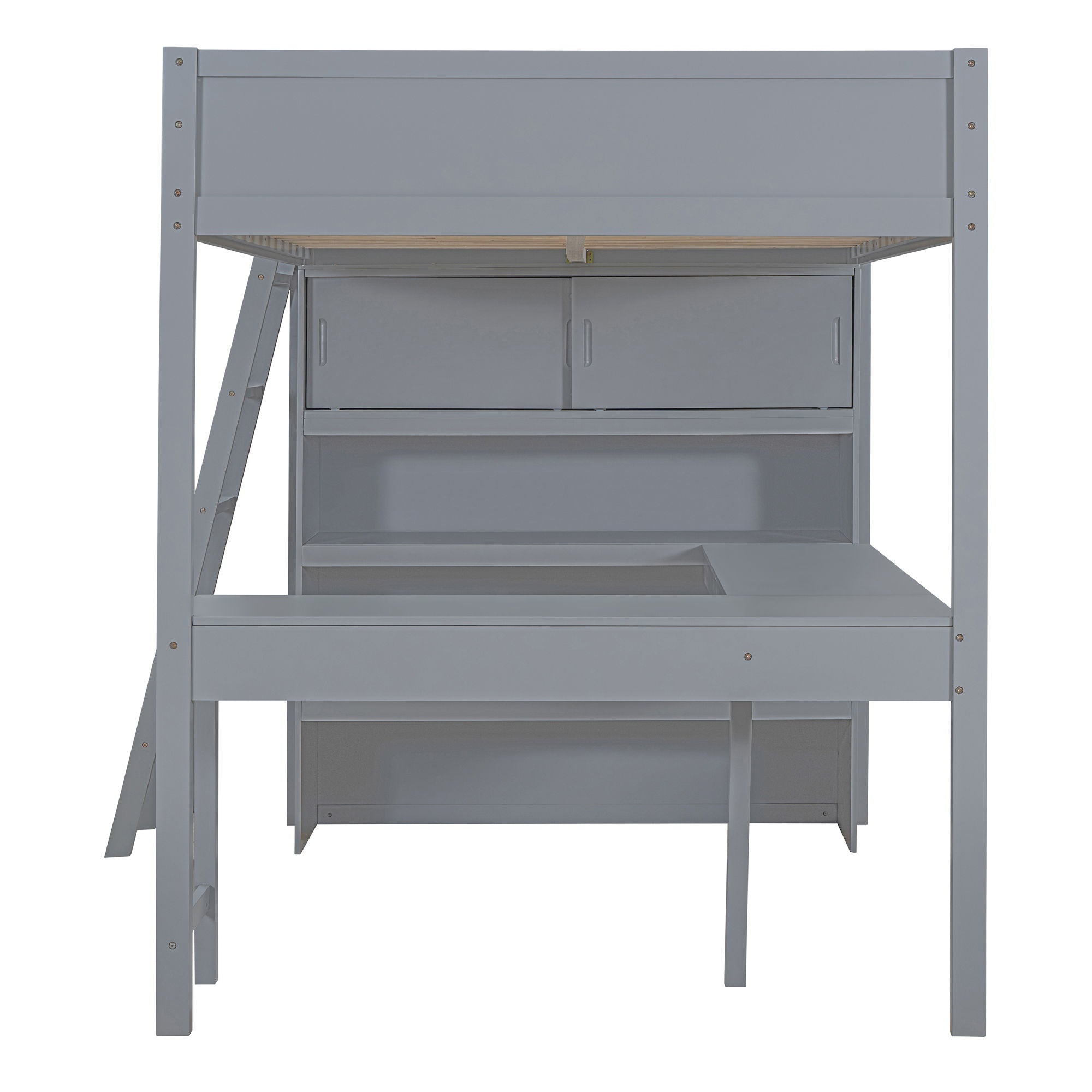 Modern Loft Bed With Desk And Shelves