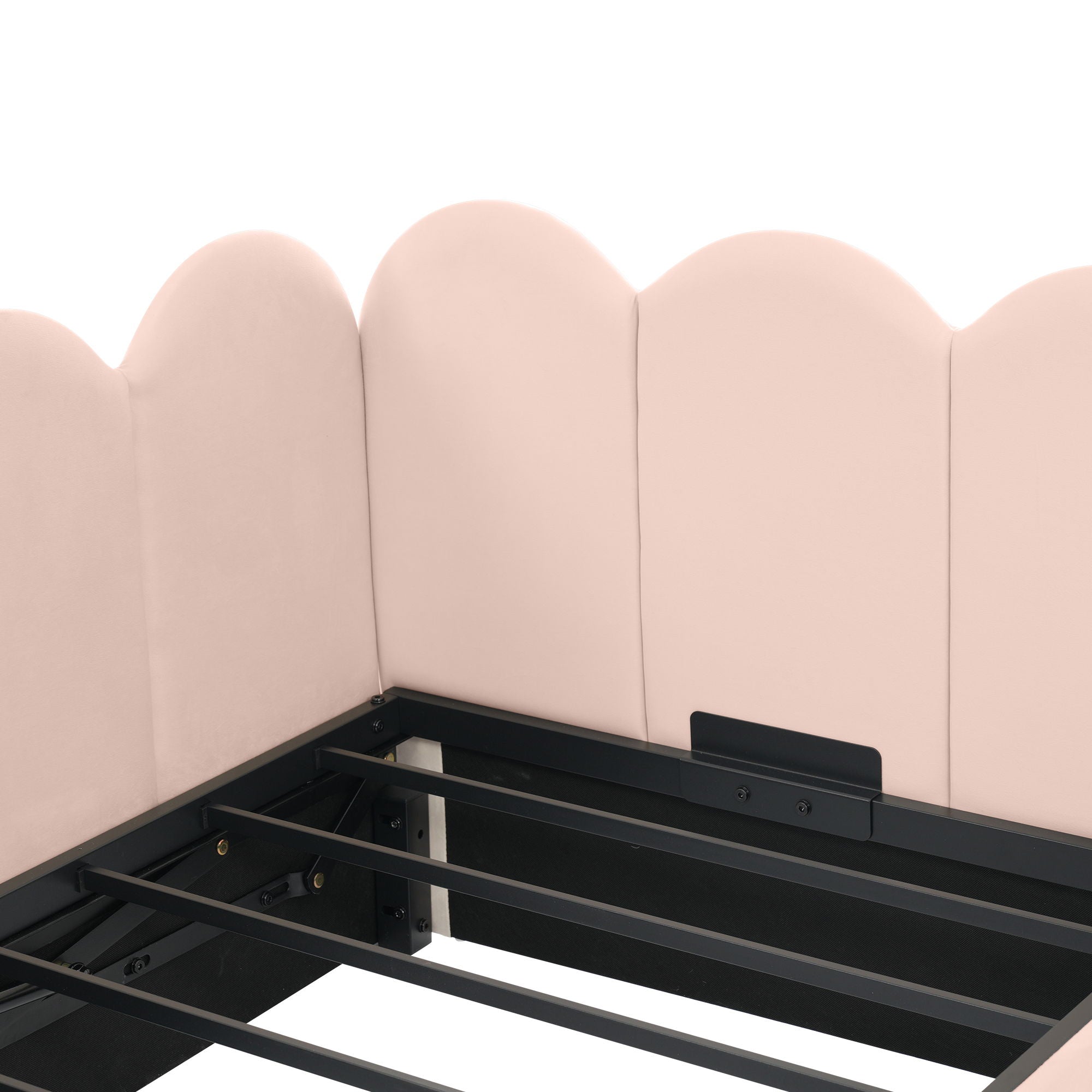 Upholstered Daybed With Metal Slatted Base