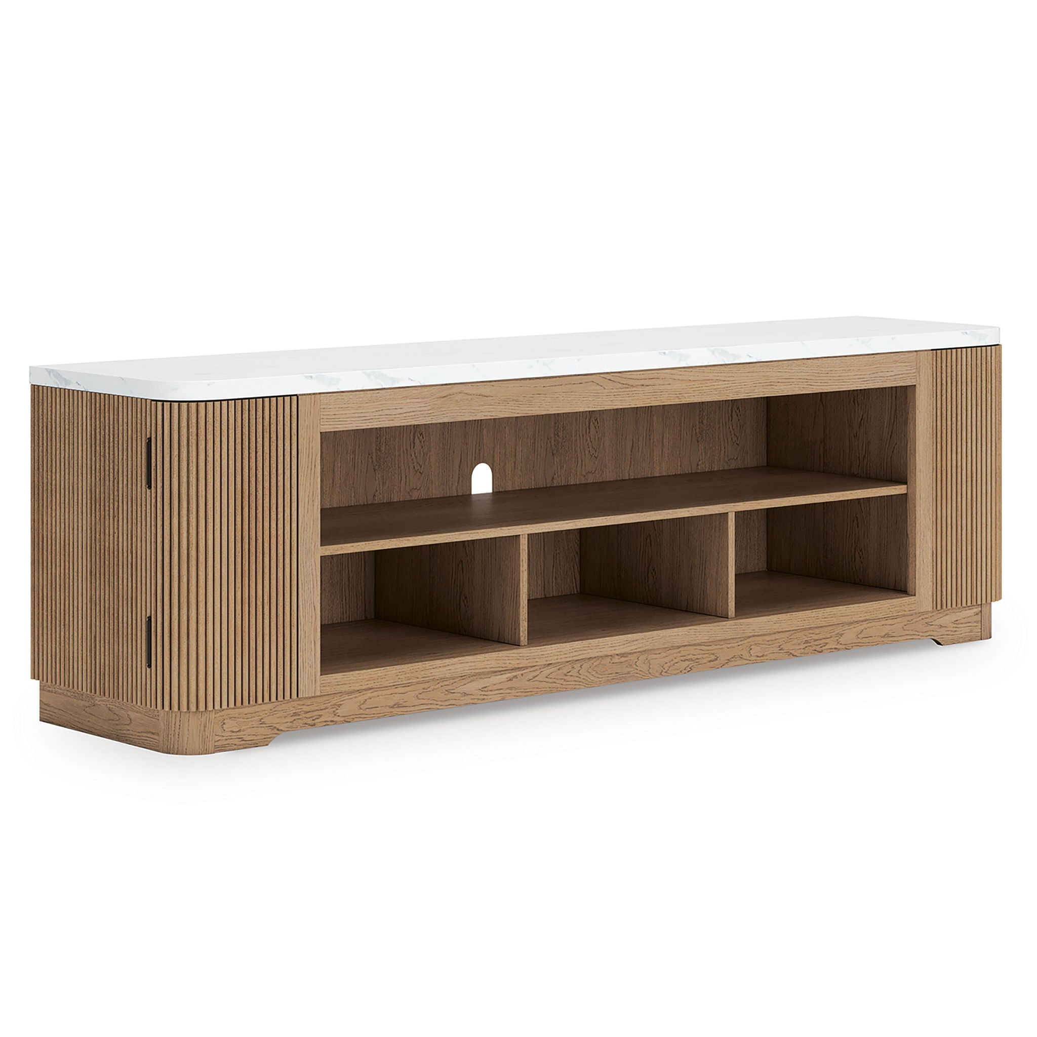 Camdill - XL TV Stand With Fireplace Option - Light Brown