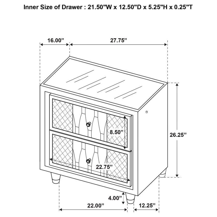 Lorient - 2-Drawer LED Nightstand With USB