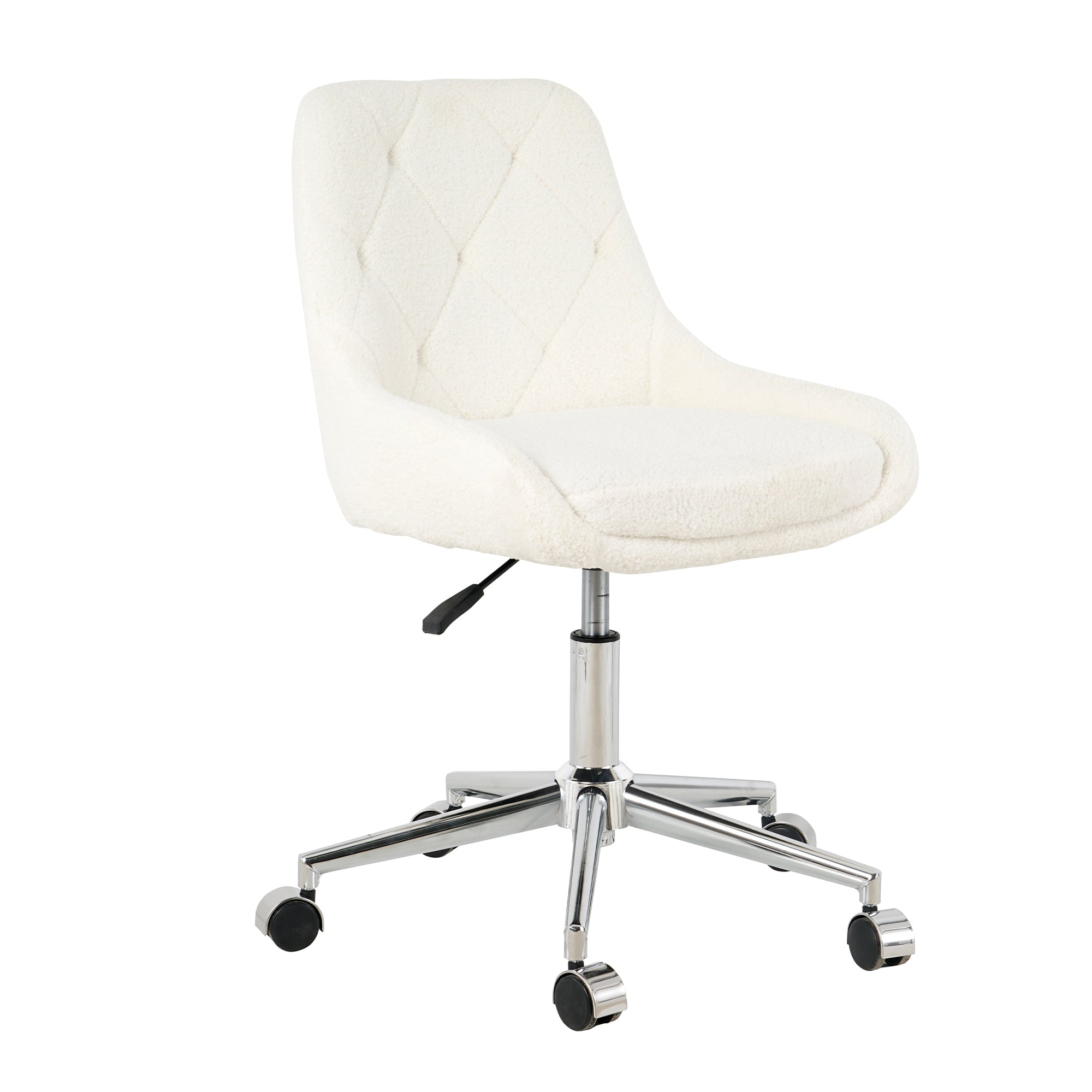 Modern Teddy Fleece Fabric Chair with Chrome Legs, Beige