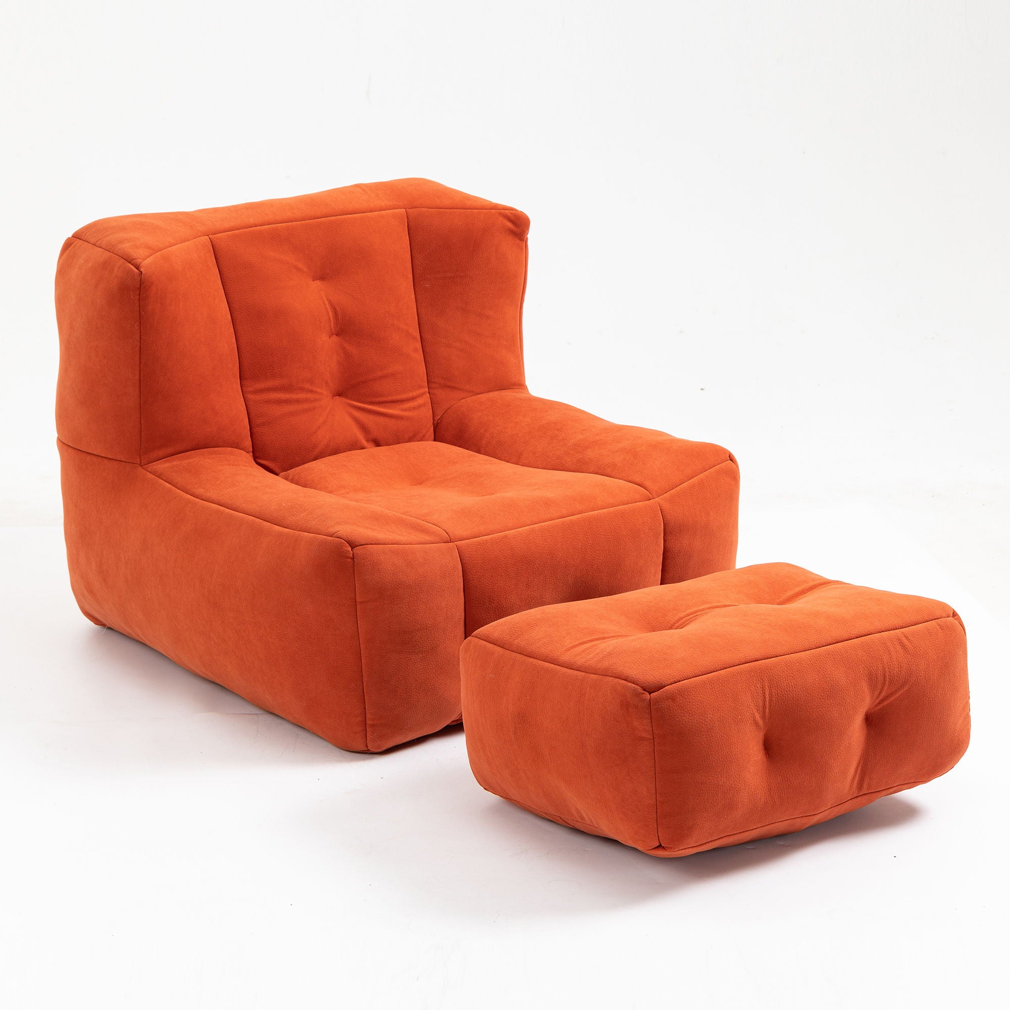 Modern Indoor Fluffy Bean Bag Chair With Memory Foam And Ottoman, Super Soft
