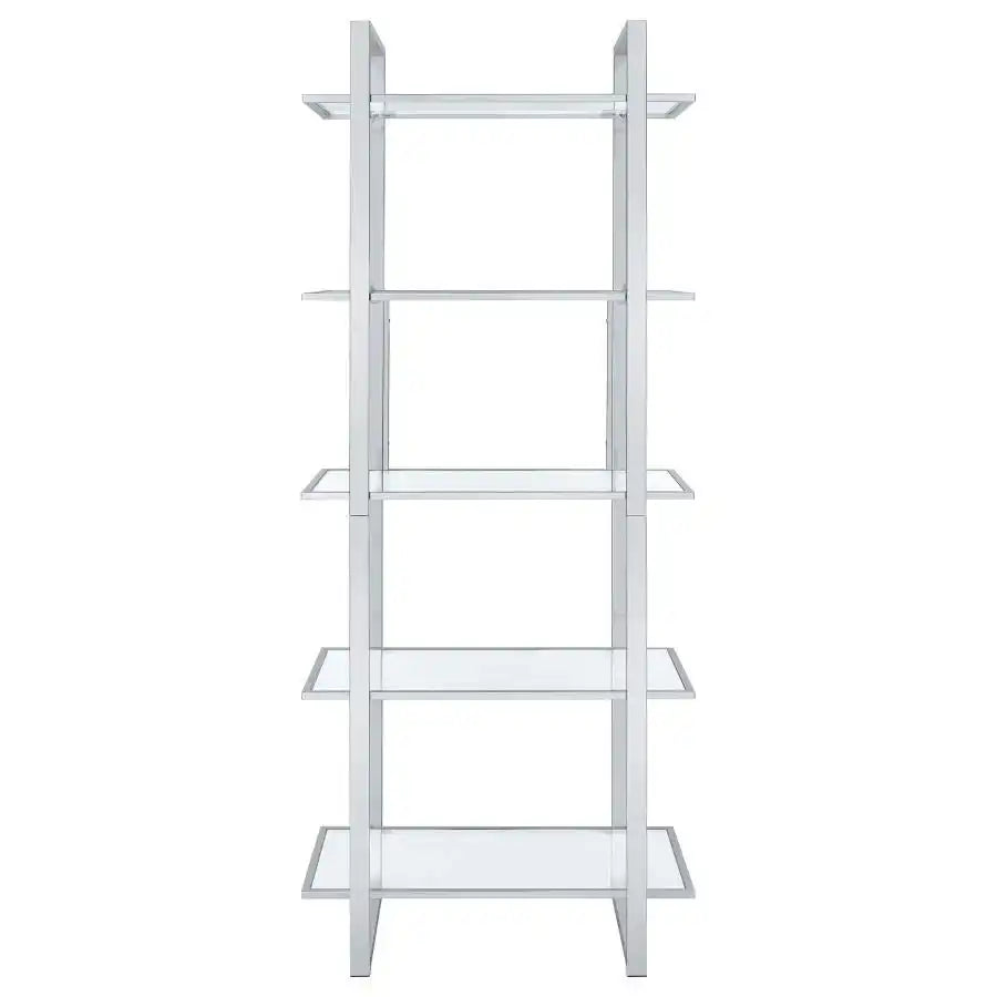 Hartford - 5-Shelf Glass Bookshelf - Chrome