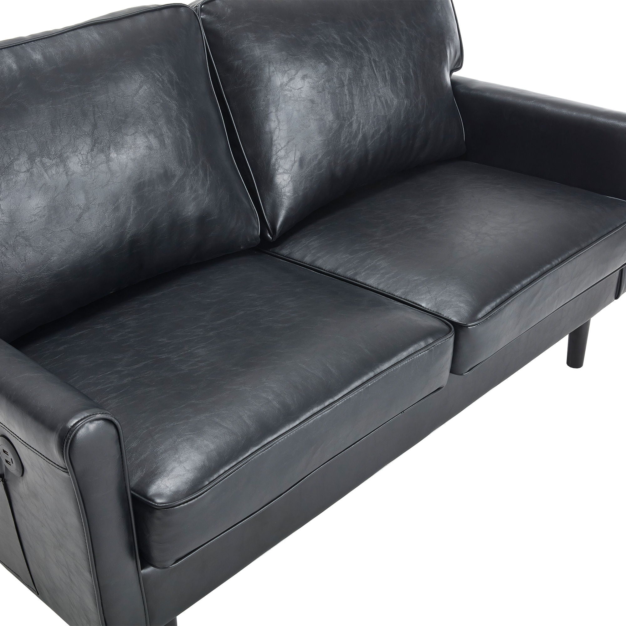 Mid Century Modern Loveseat Sofa With USB Ports, Removable Pillow Cover