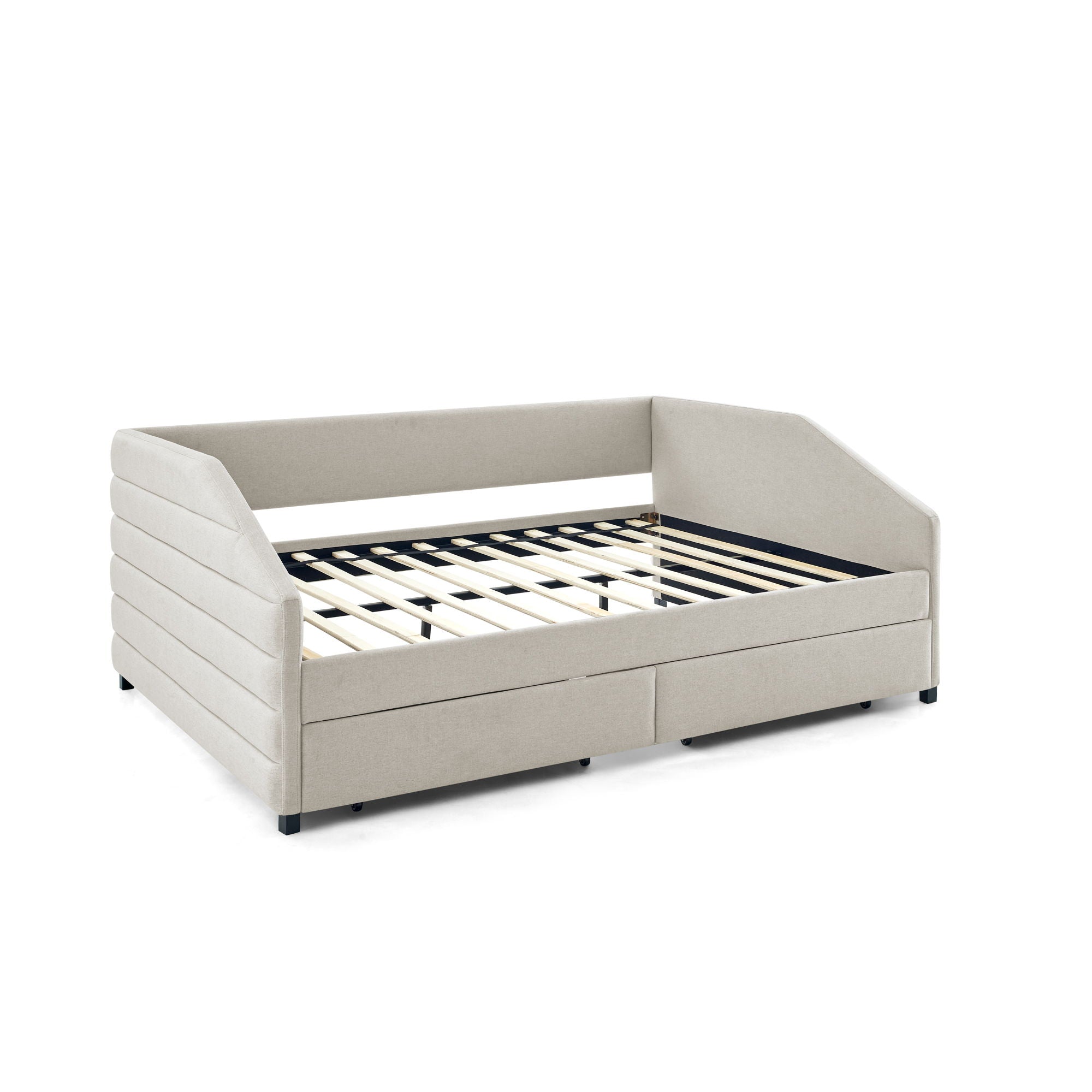 Elegant Daybed With Trundle Upholstered Tufted Sofa Bed