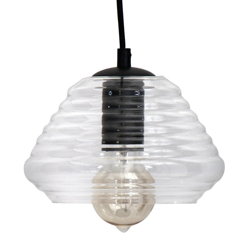Torus Triangle Industrial Pendant with Clear Glass by LumiSource