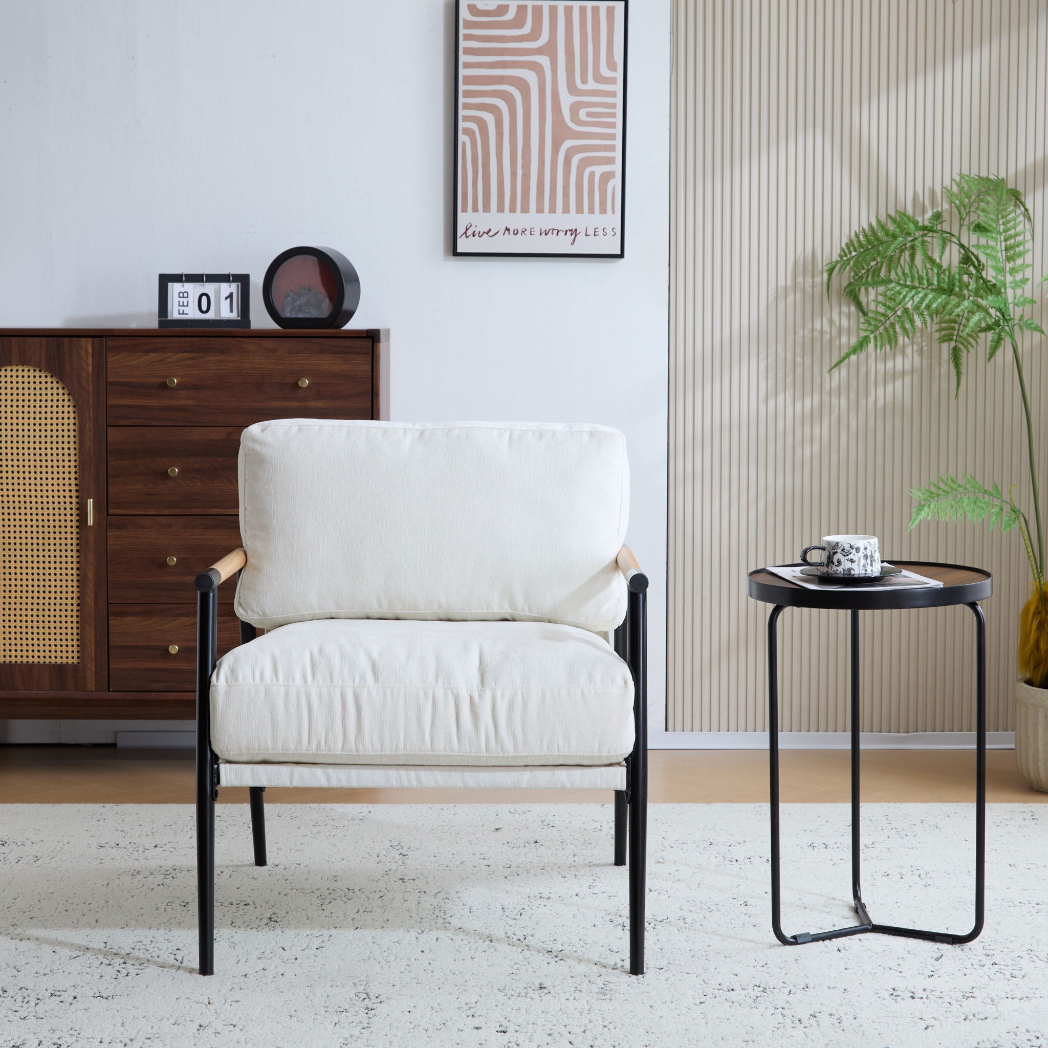 Modern Accent Chair With Plush Cushions, Cozy Seating