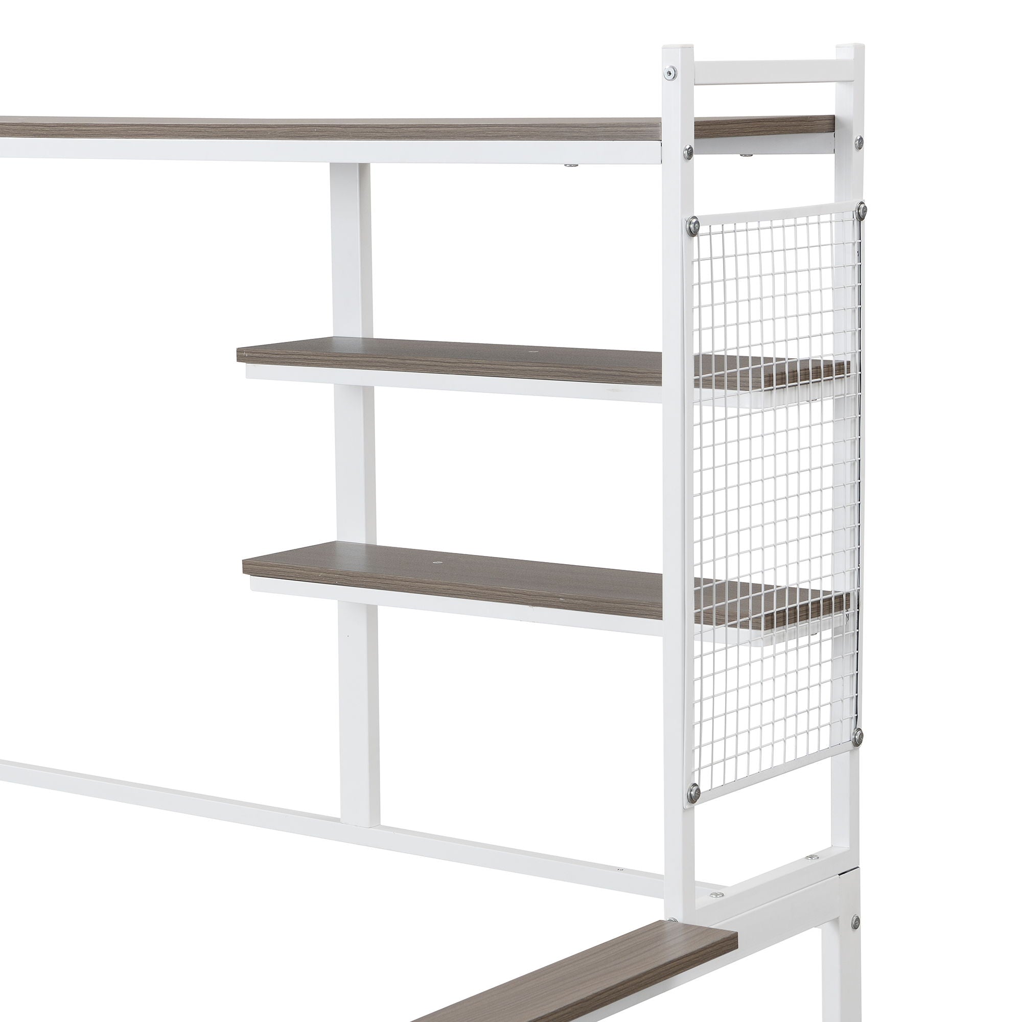 Daybed With Movable Desk, Grid, Shelves And Clothes Hanger