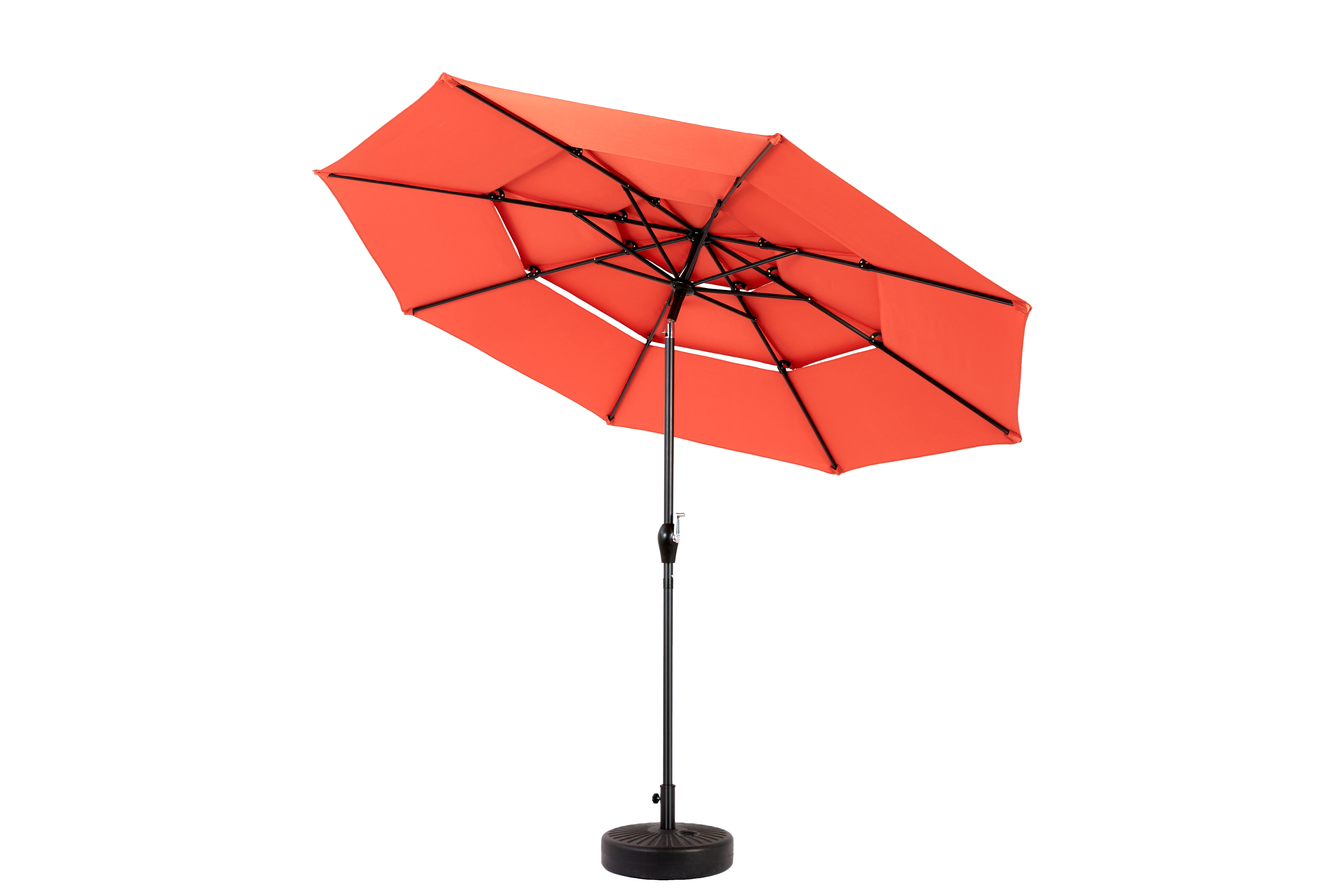 Aluminium 10ft 3-Tier Auto-Tilt Outdoor Patio Umbrella - Orange