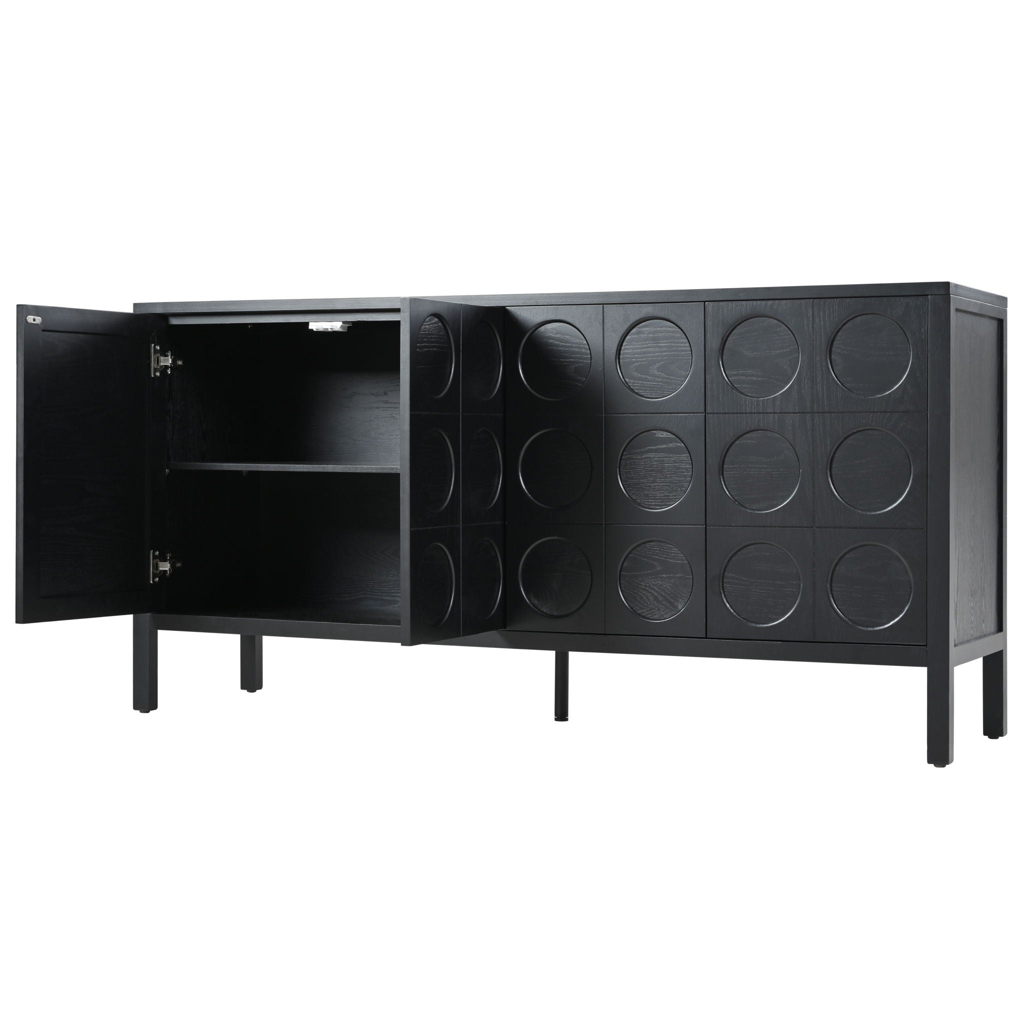Stylish Storage Cabinet Sideboard With Unique Geometric Circle Door Design - Black - Best Buy Furniture