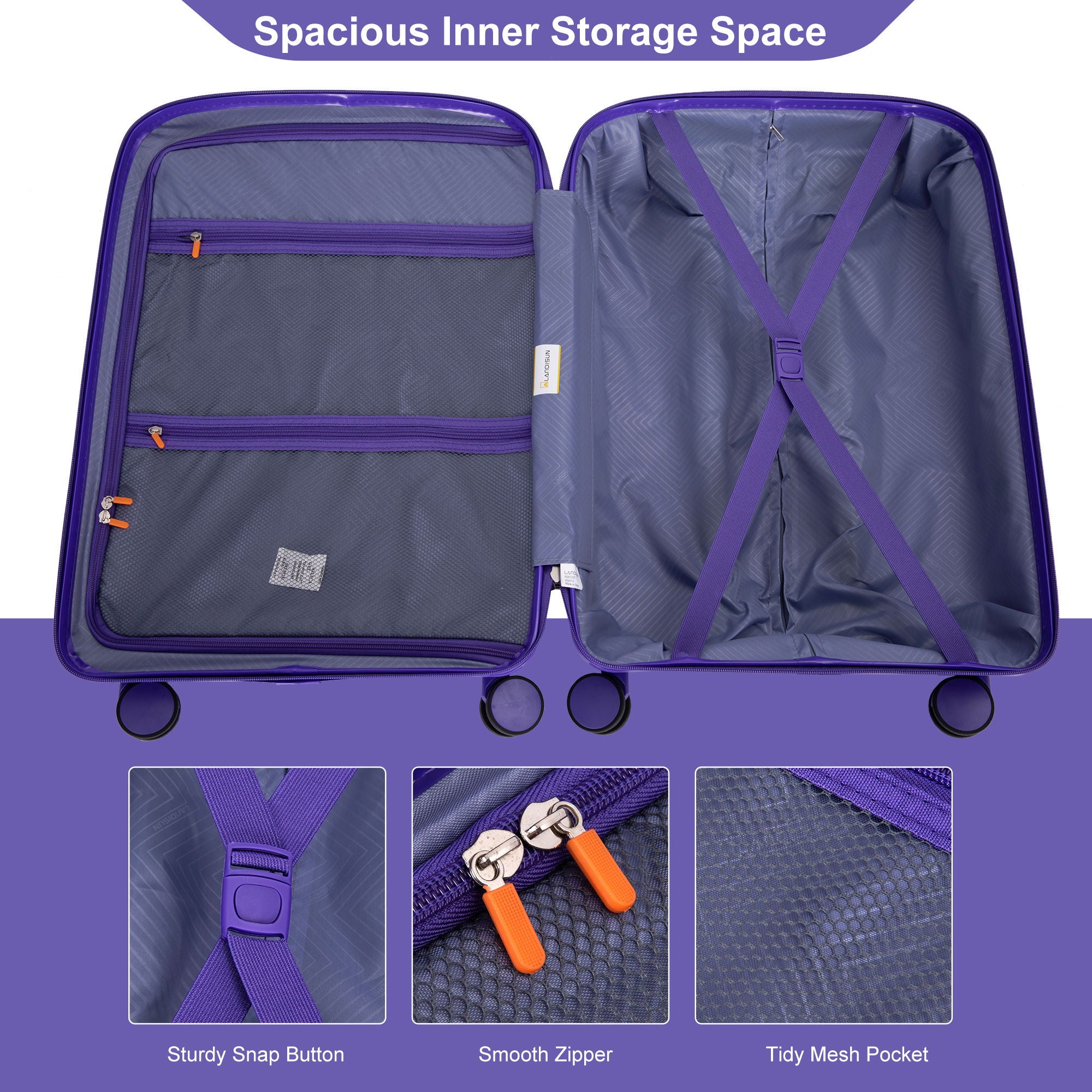 3 Piece Set Expandable Hardshell Suitcase Double Spinner Wheels
