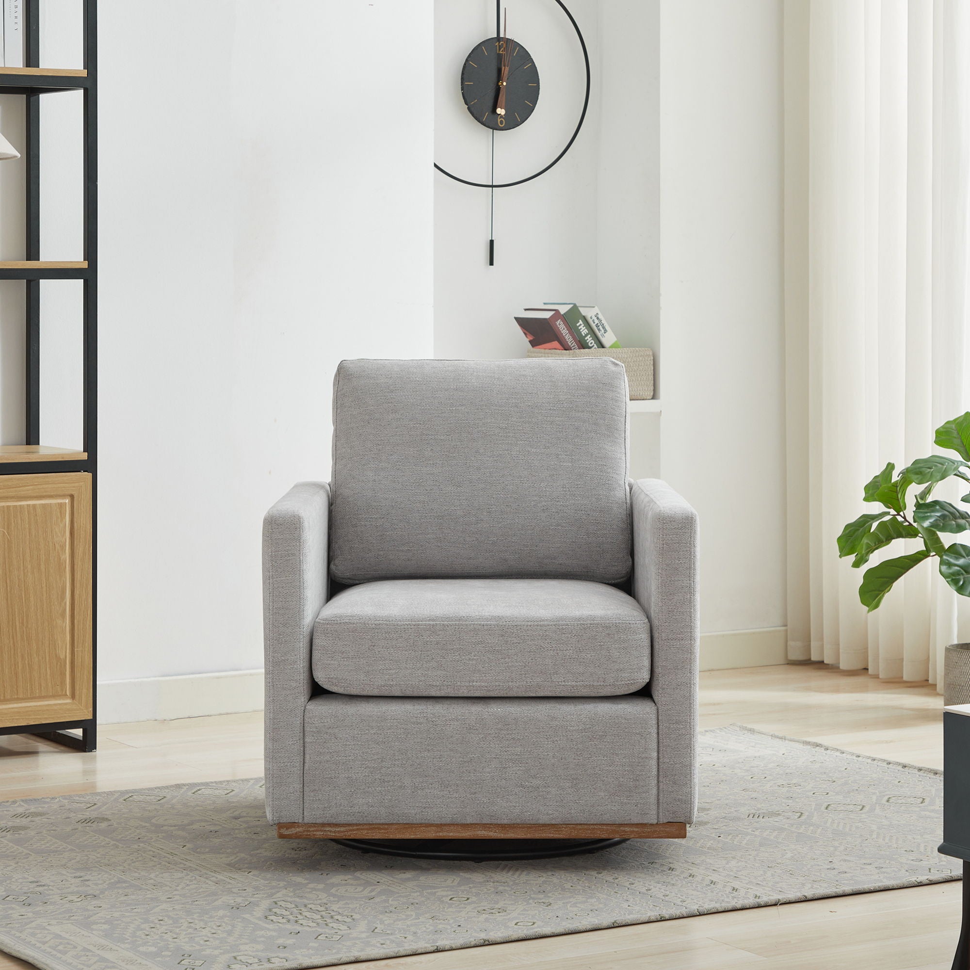 Square Upholstered Swivel Accent Chair For Living Room