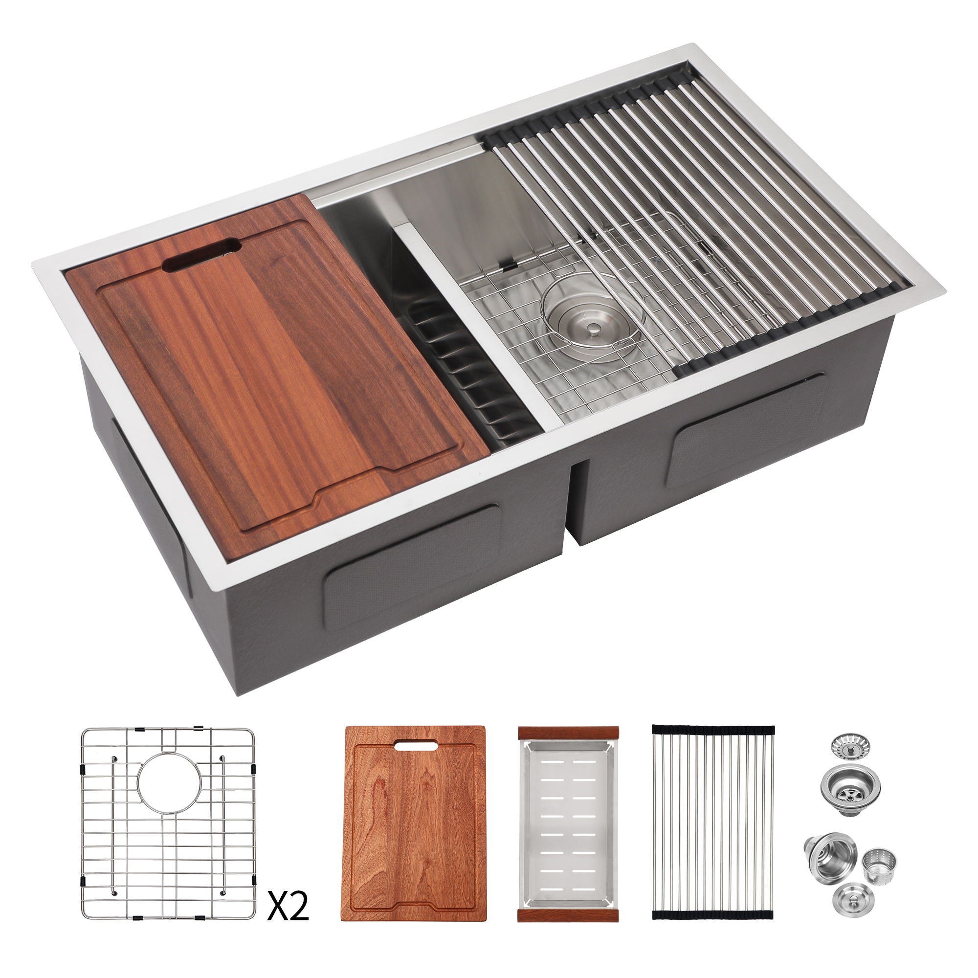 Stainless Steel Undermount Kitchen Sink With Double Bowl