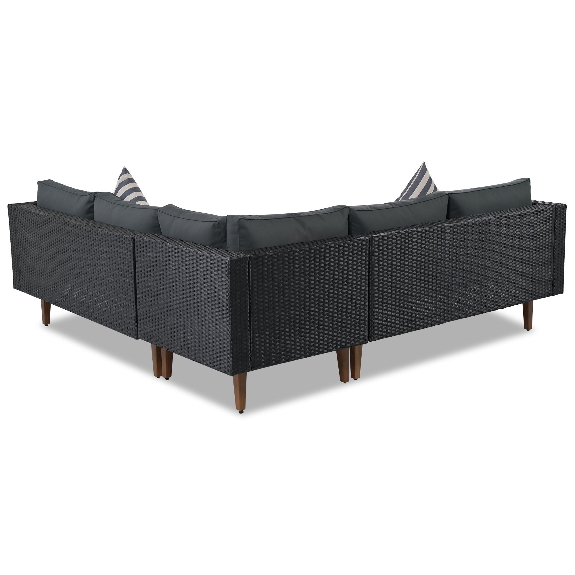 4 Pieces Outdoor Wicker L-Shape Sofa Set