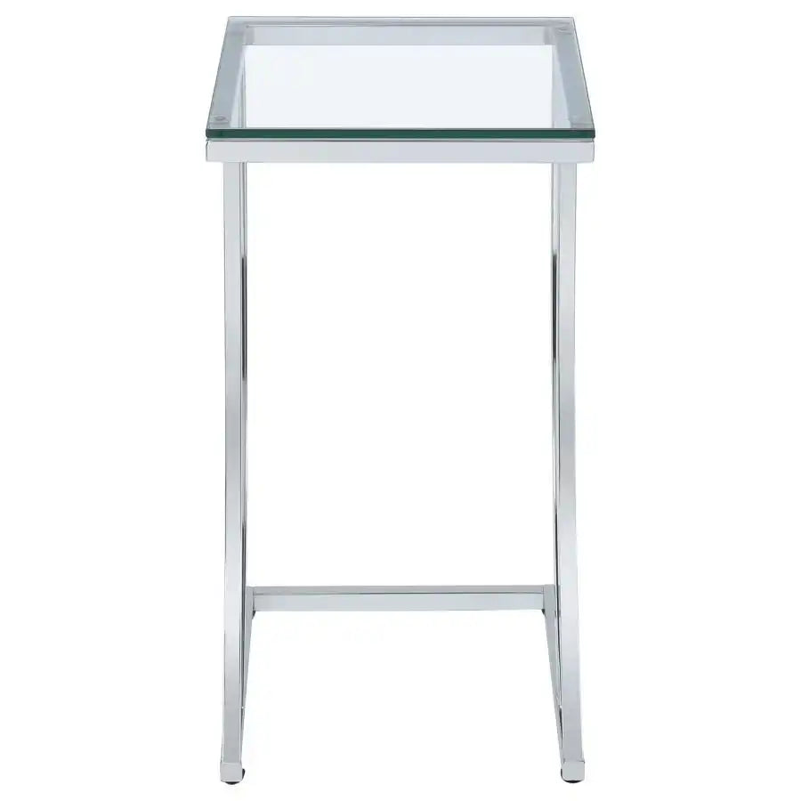 Cayden - Rectangular Glass Top Sofa Side Table - Chrome