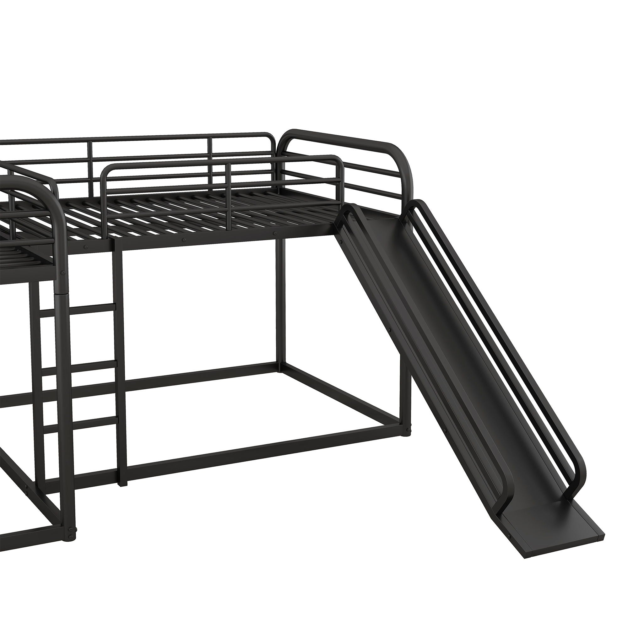 L Shaped Bunk Bed With Slide And Short Ladder