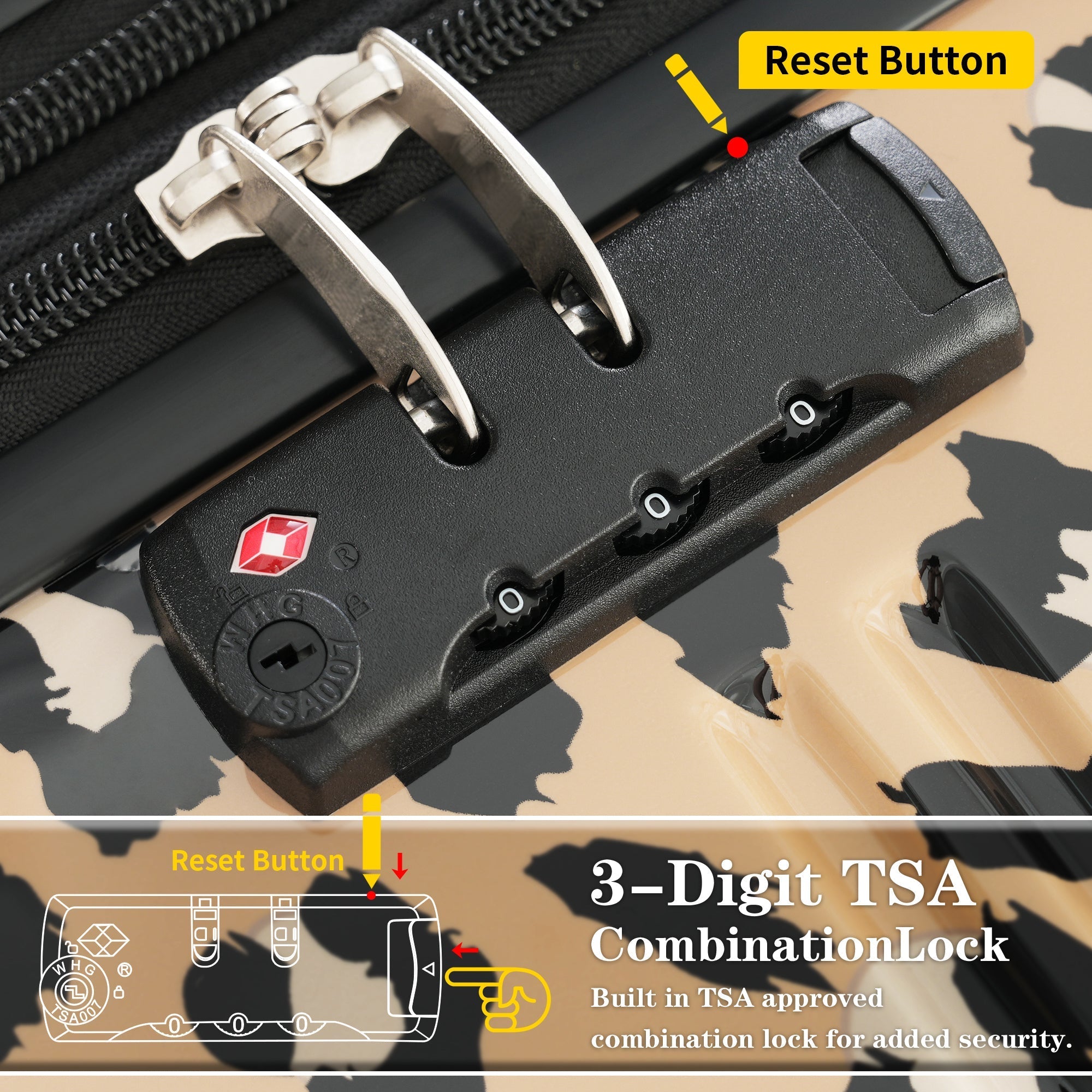 Hardshell Luggage Sets 3 pcs Spinner Suitcase with TSA Lock Lightweight Luggages