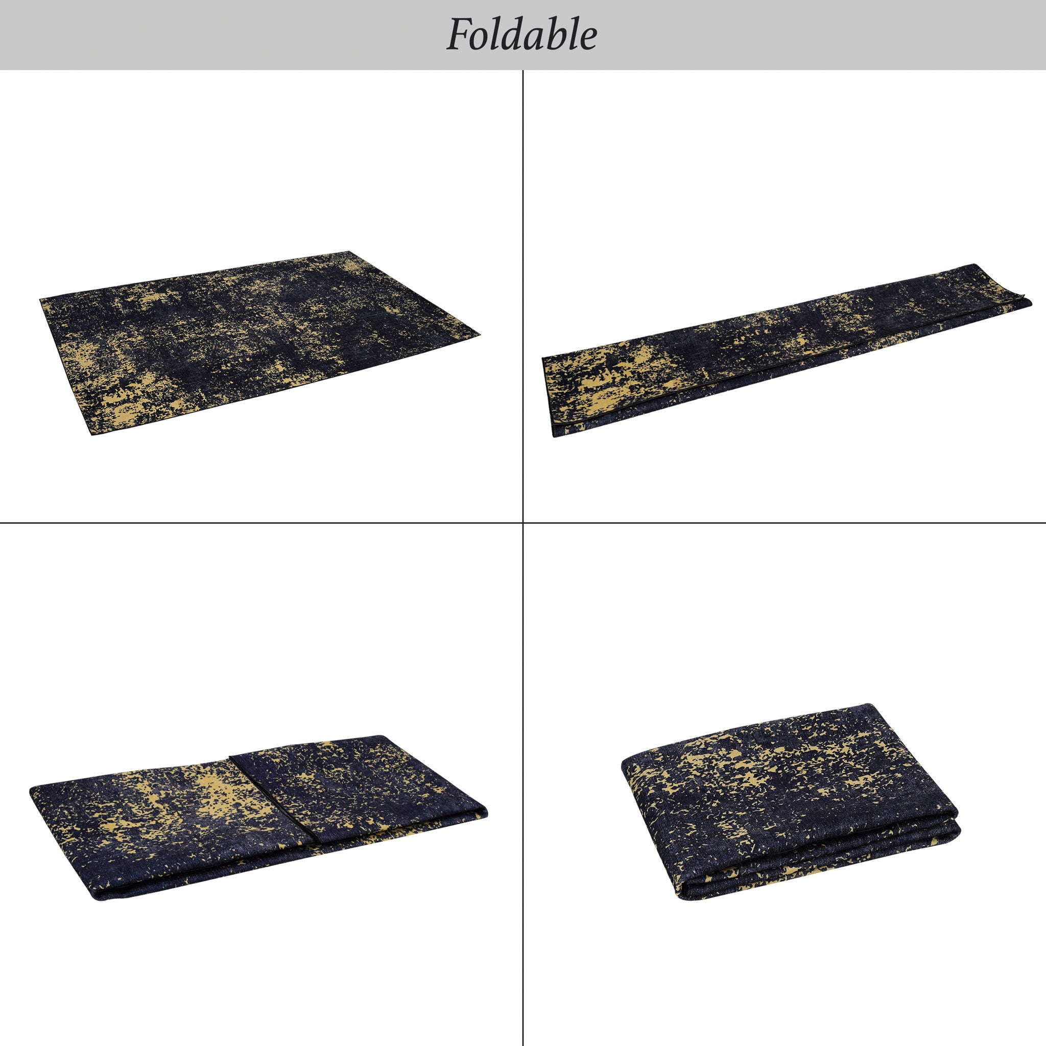 Maval - 6' X 9' Washable Area Rug - Black / Gold