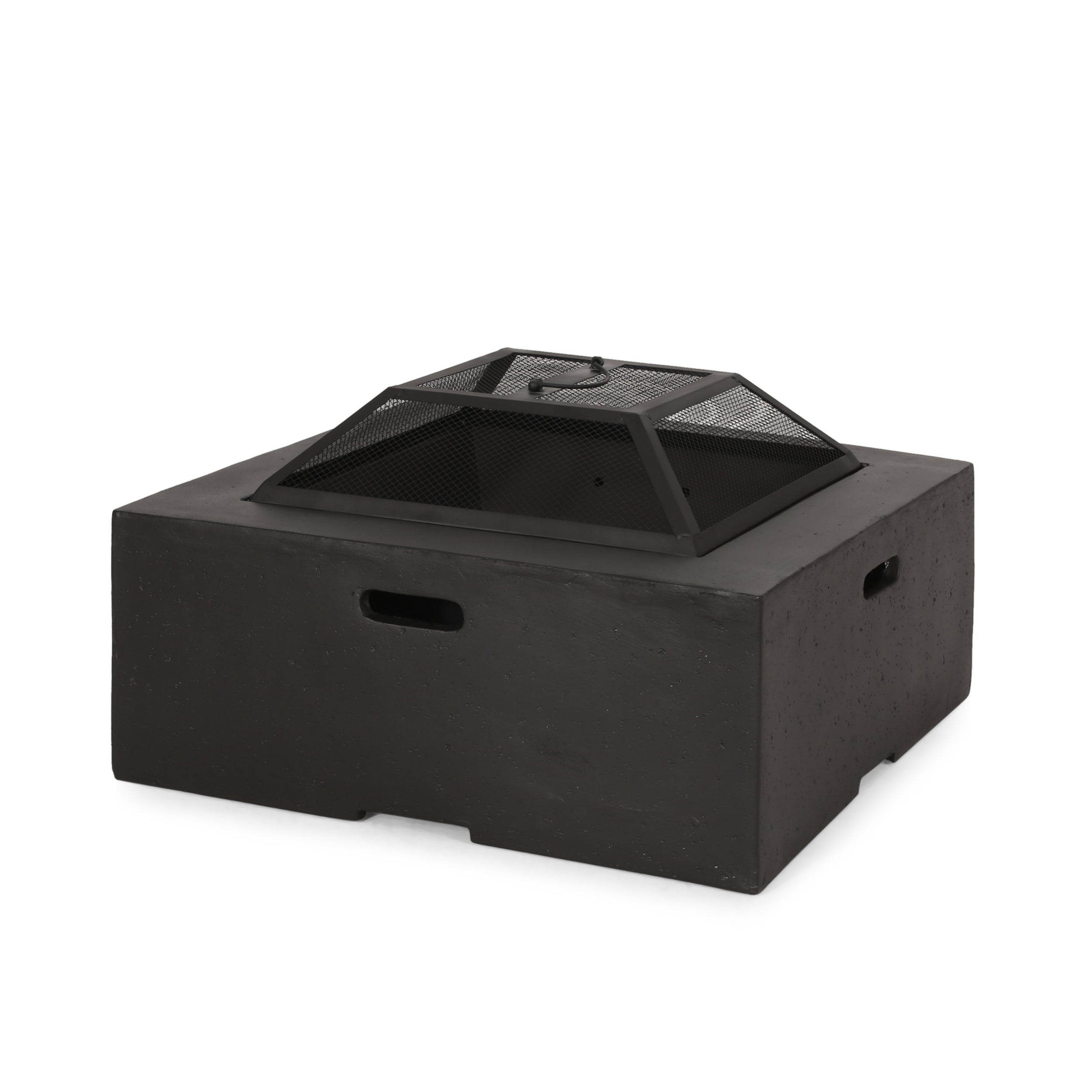 Outdoor 29' Square MgO Wood-Burning Fire Pit, Dark Gray