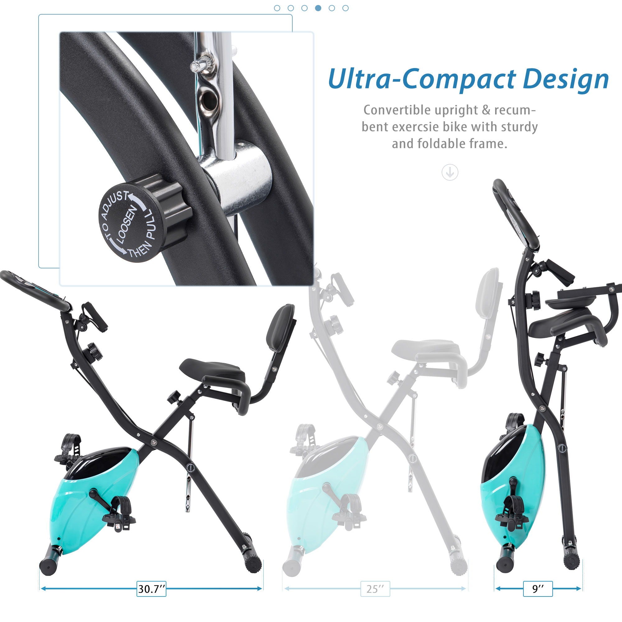 Exercise Bike Folding Stationary Bikes For Home With 16 Level Magnetic Resistance
