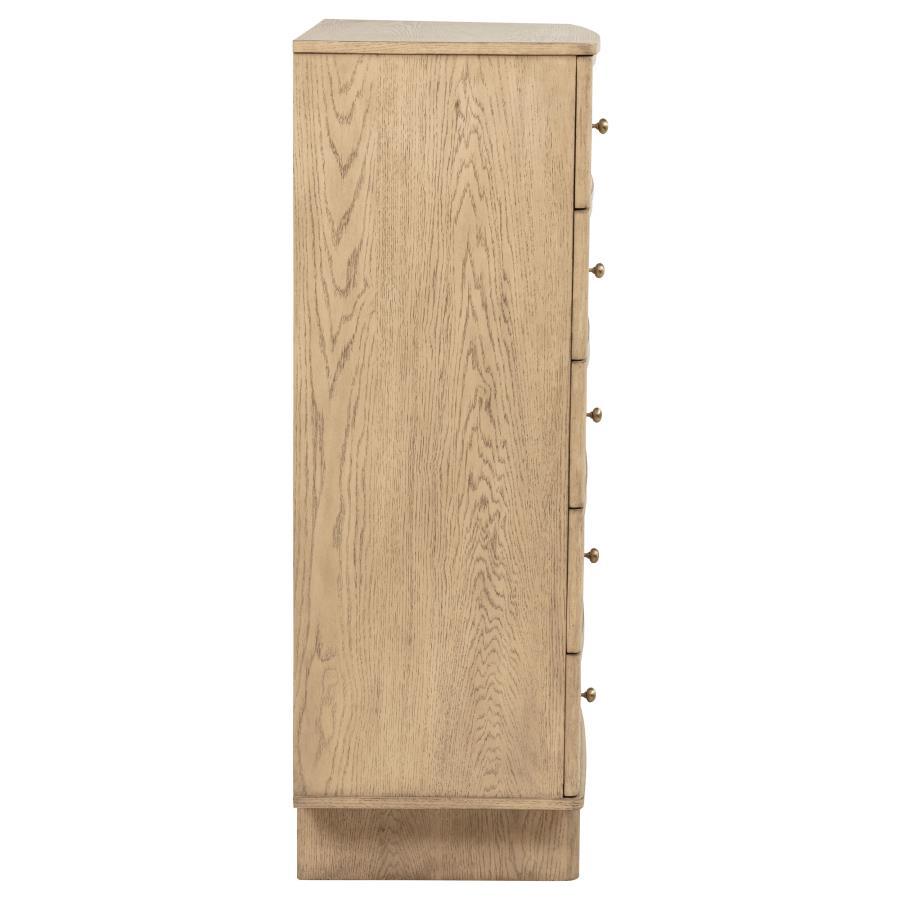 Kailani - 5-Drawer Bedroom Chest Of Drawers - Beige Oak - Best Buy Furniture