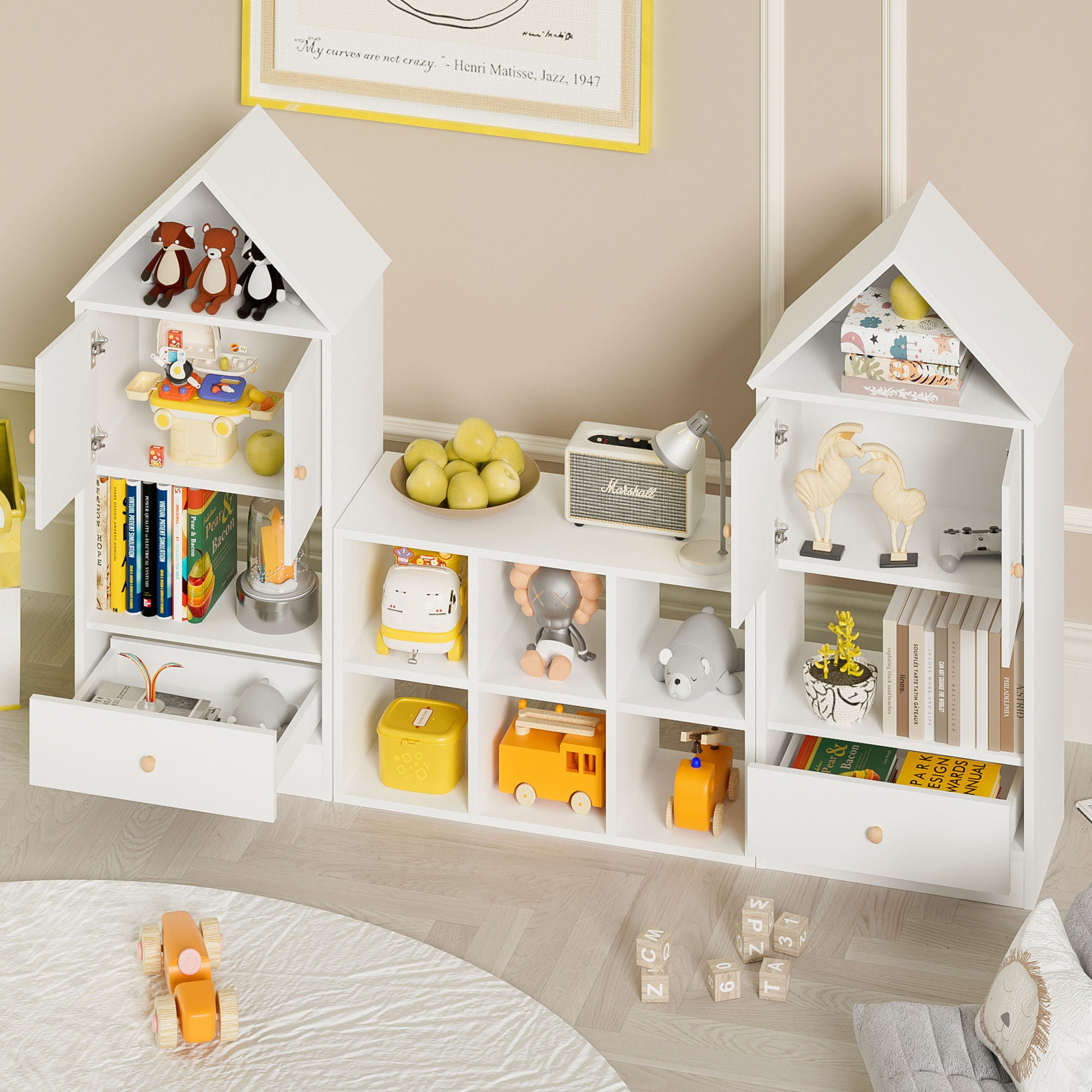 Versatile Children's Bookshelf With House Shaped Design, Multi Functional Storage For Books And Toys